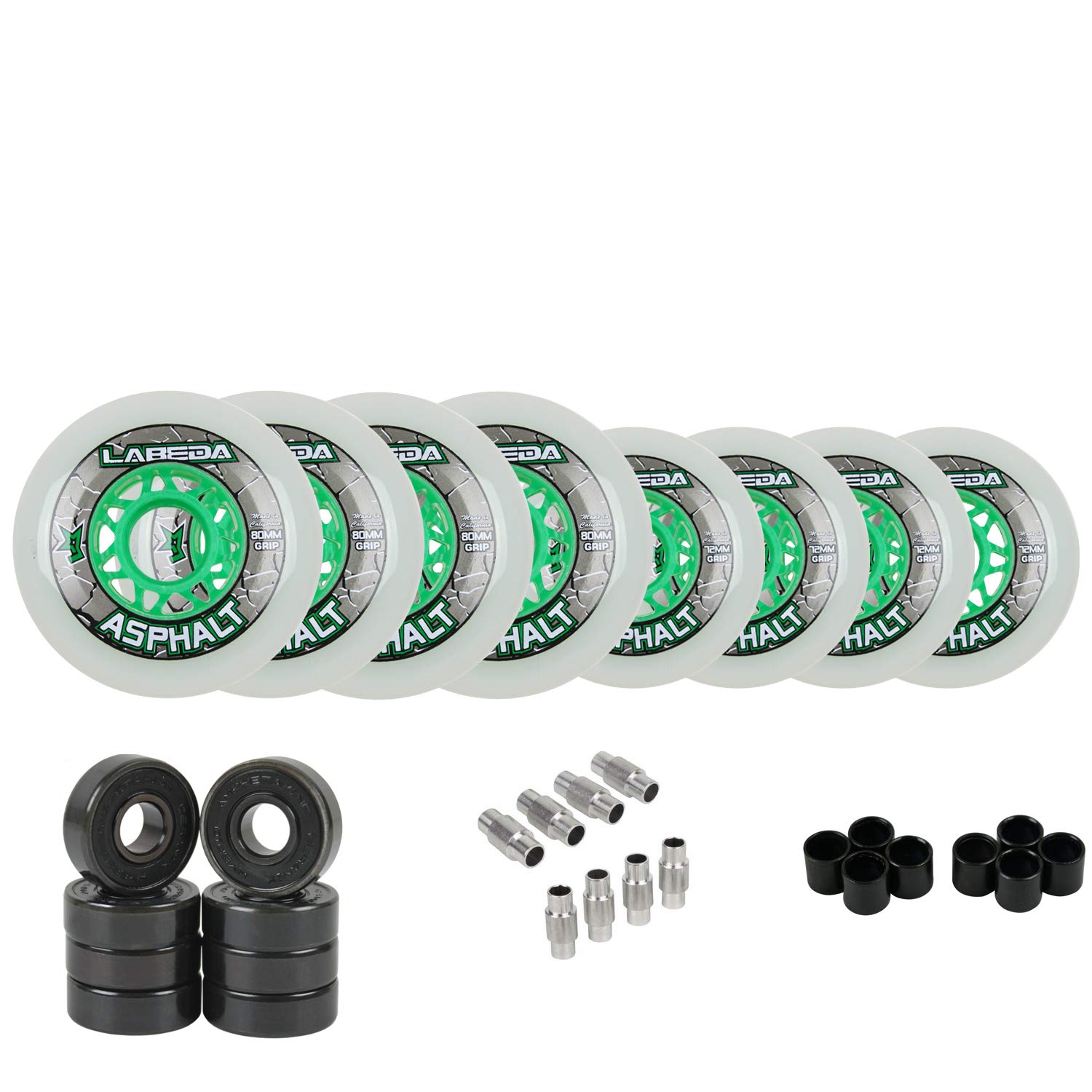 Labeda Gripper Asphalt Outdoor Inline Roller Hockey Wheels with Ceramic Bearings - High Performance Wheels for Street Hockey, Roller Skating & Outdoor Sports