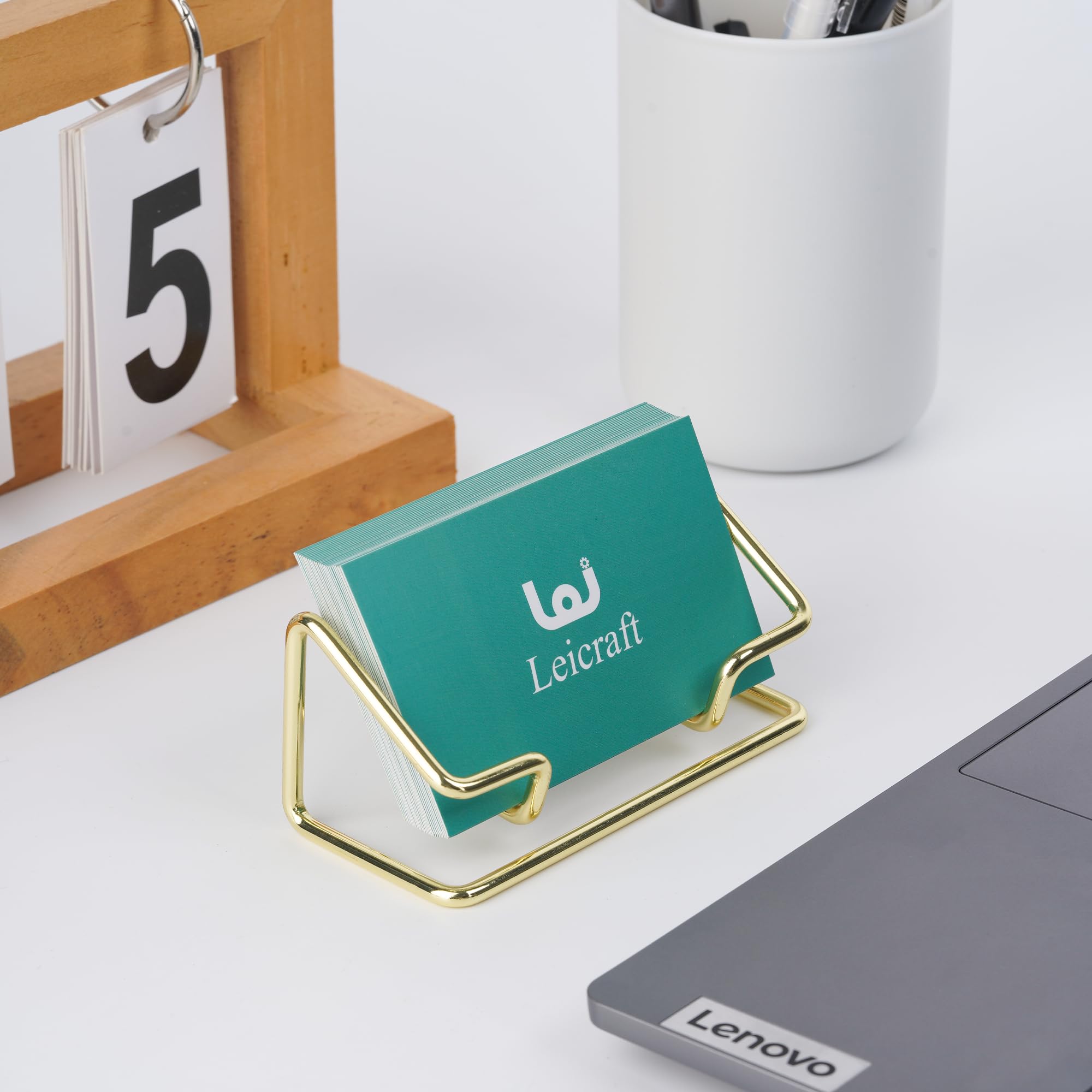 Elegant Metal Business Card Holder for Desk - Golden Office Organizer for Men & Women | Perfect for Professional Meetings, Office Desks & Gift Giving