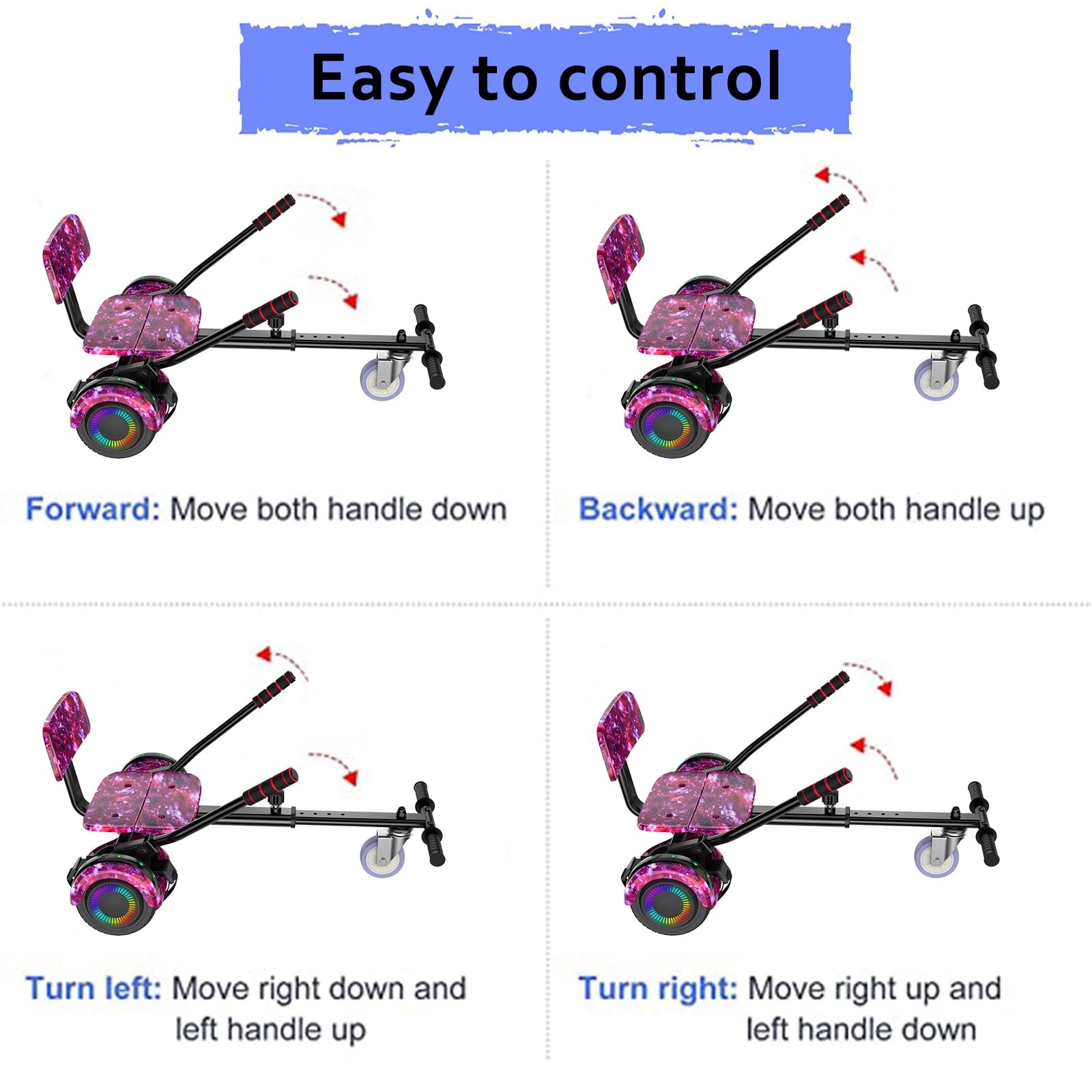 Kids & Adults Scooter Seat Attachment with Go Kart - LED Lights & Bluetooth for Fun Rides | Perfect for Commuting, Playground & Outdoor Adventures