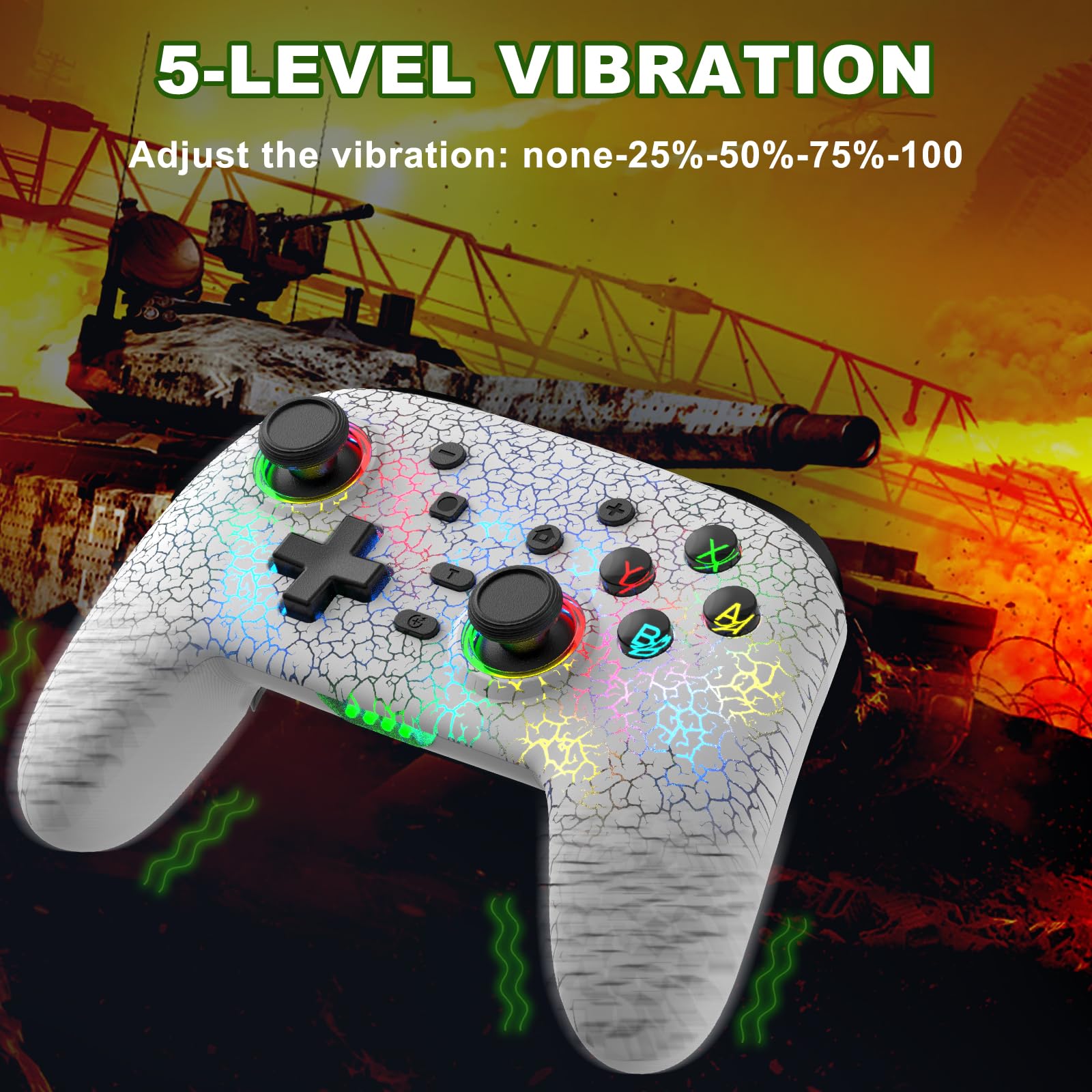 Wireless Switch Pro Controller for Nintendo Switch/Lite/OLED, PS4/PS3, PC, iPhone & Android - RGB Lighting, 6-Axis Gyro, Vibration & Turbo Function - Perfect for Gaming, Streaming & Multiplayer Sessions