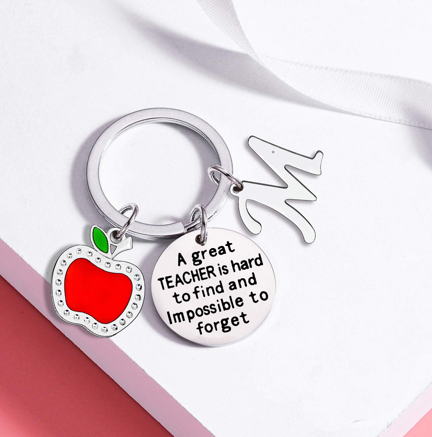 Personalized Initial Keychain - Teacher Appreciation Gifts for Women, Thank You Present for Educators, Coworkers, Nurses - Ideal for Graduation, Retirement & Back to School Gifts