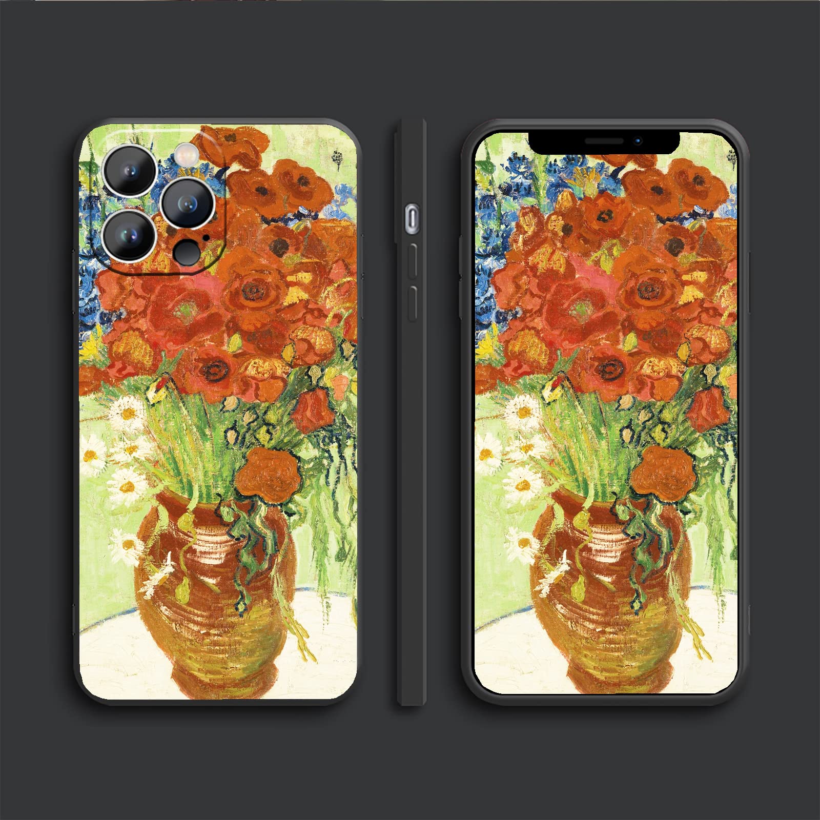 Vincent Van Gogh Red Poppies and Daisies Flower Case for iPhone 13 Pro Max - Soft TPU Slim Protective Cover | Perfect for Daily Use, Travel, and Art Lovers