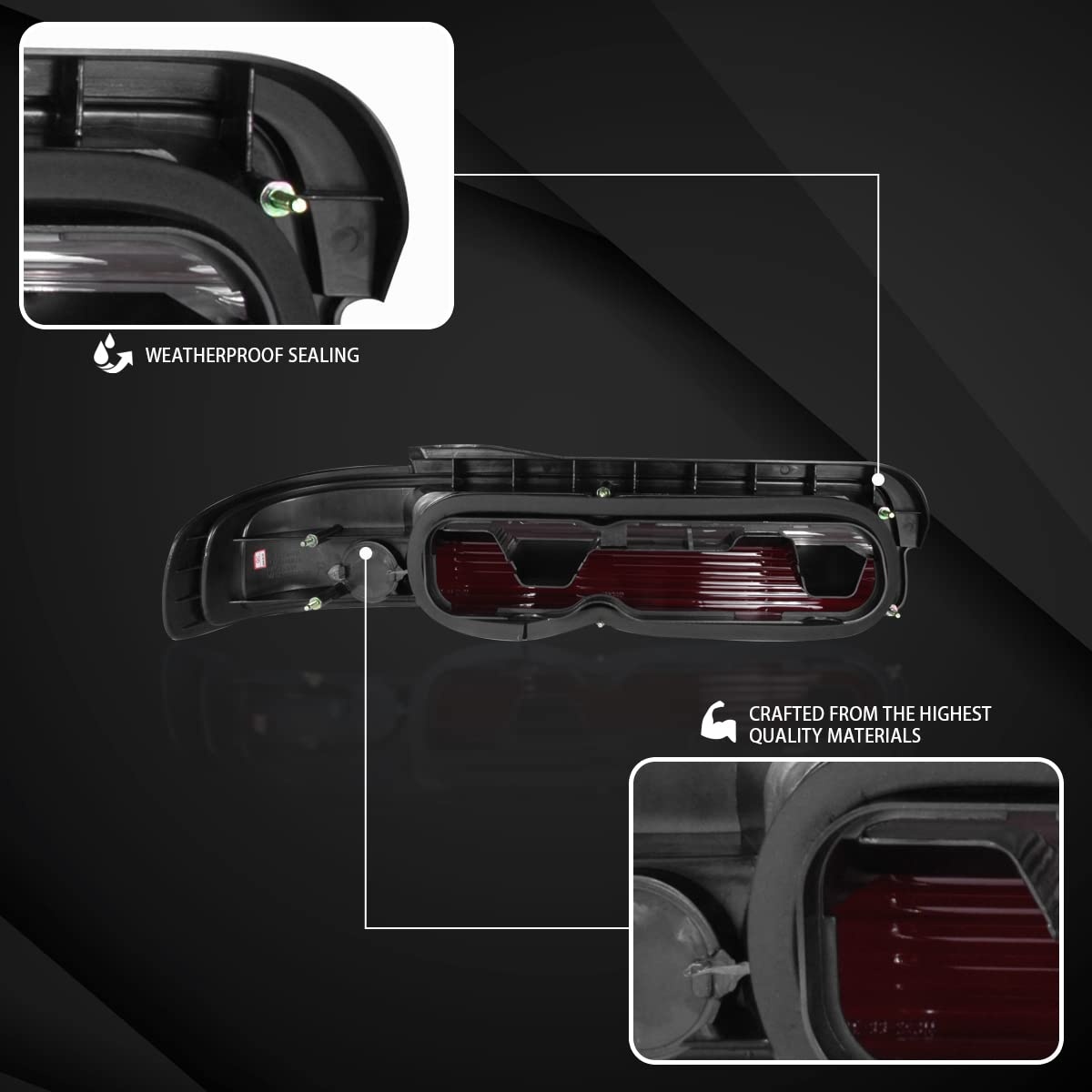 Autozensation Red Clear Lens Tail Lights Compatible with 1989-1994 Nissan 240SX S13 2DR Coupe - Left & Right Pair Assembly - Perfect for Car Restoration & Nighttime Driving Safety
