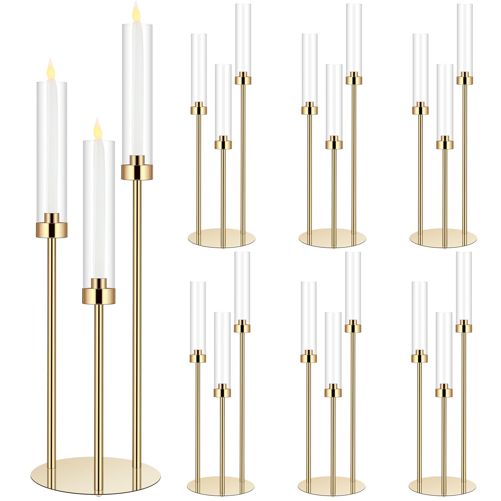Layhit 6-Piece Gold Tall Floor Candle Holder Set - 30.7