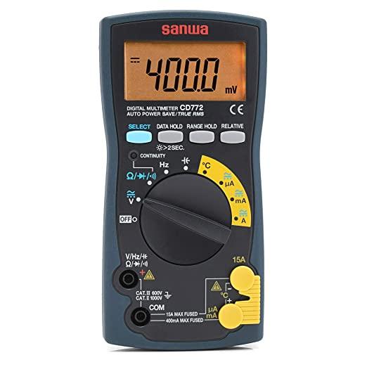 Digital Multimeter with Backlight LCD Display, Temperature Measurement & Auto-Ranging - Perfect for Home DIY, Car Repair & Electrical Testing (Model CD772)