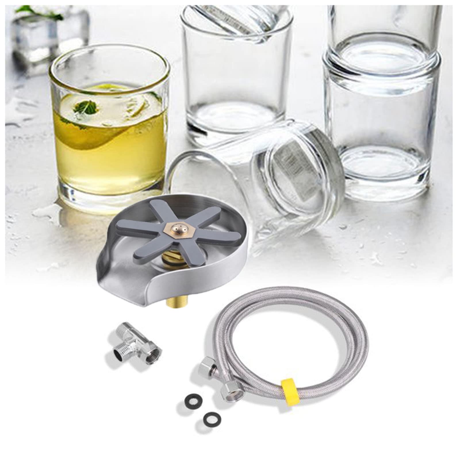 Stainless Steel Automatic Glass Rinser - Beer & Tea Cup Washer Cleaner with Embedded Faucet for Home, Hotel, Bar & Coffee Shop | Fast Kitchen Sink Accessory for Quick Glass Cleaning | Perfect for Bar Counters, Dishwashing Stations & Commercial Kitchens