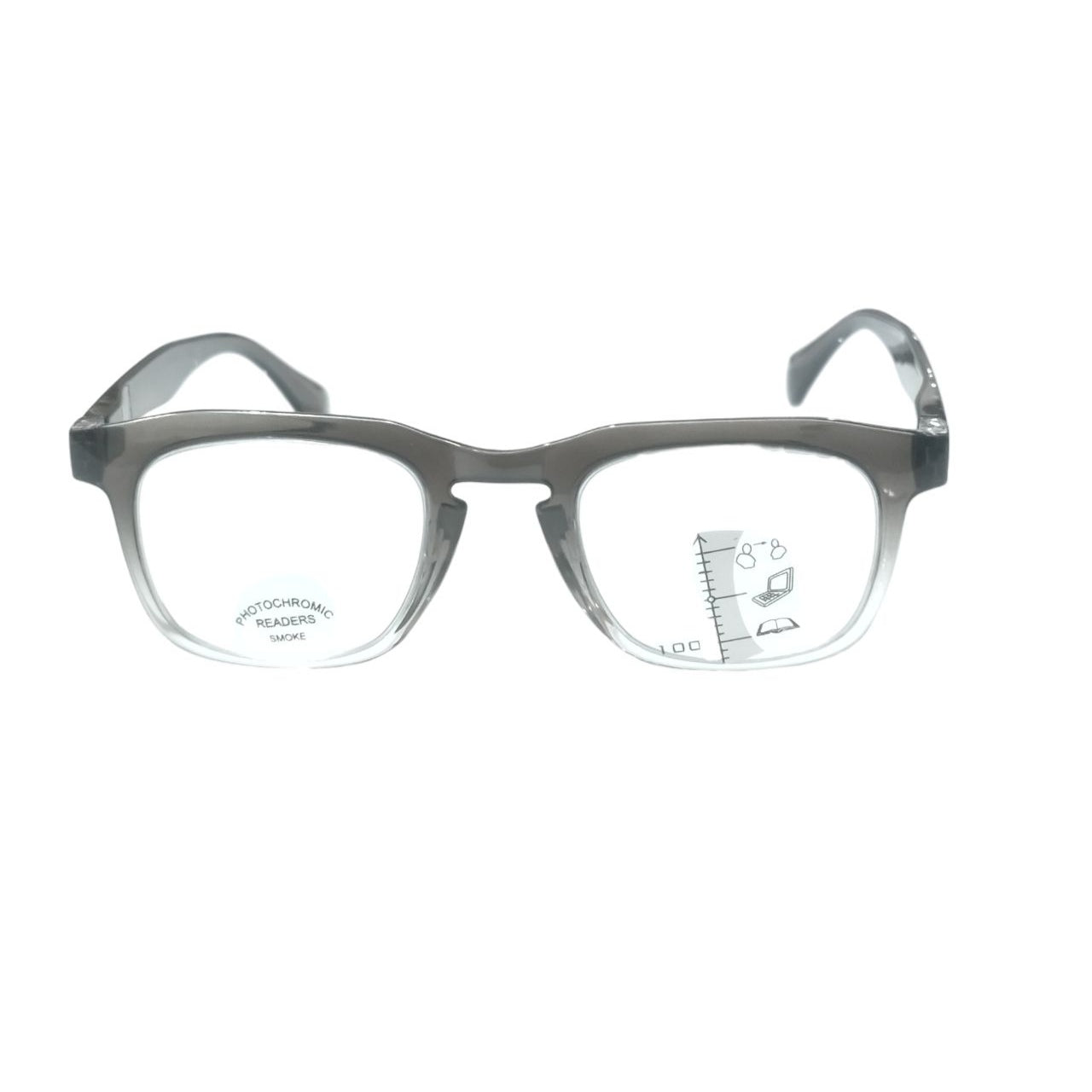 Photochromic Grey Progressive Multifocal Reading Glasses +1.00 Strength for Men & Women - Light Adaptive Lenses for Indoor/Outdoor Use - Perfect for Reading, Driving & Computer Work