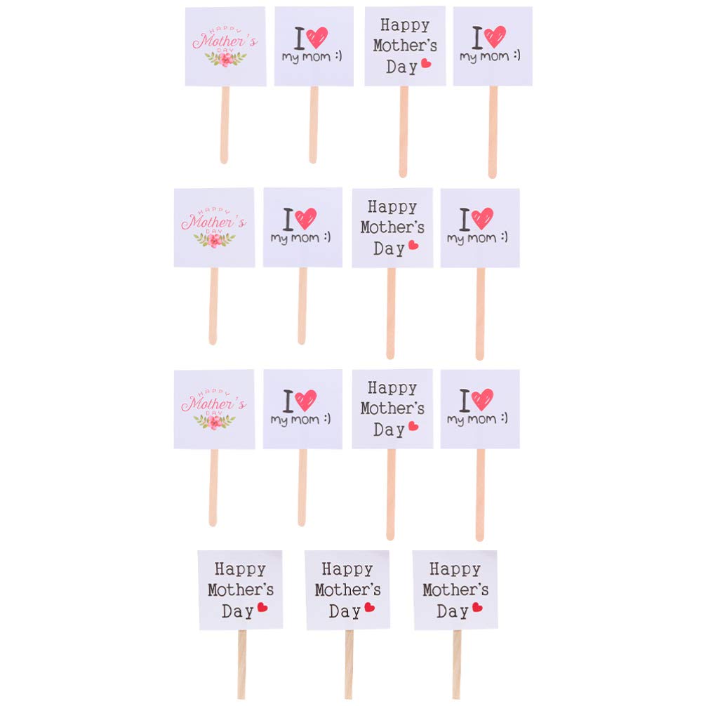 NUOBESTY 15pcs Happy Mother's Day Cupcake Toppers - Wedding & Birthday Cake Decorations, Party Supplies for Mother's Day Celebration, Baby Shower, Bridal Shower & Anniversary (Perfect for Cake, Cupcake & Dessert Decor)