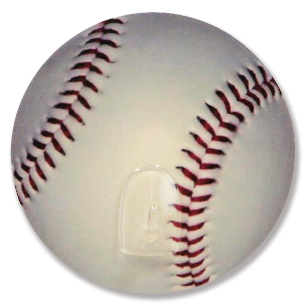 BANBERRY DESIGNS Baseball Self-Adhesive Hooks - 2 Pack Wall Mount Utility Hooks for Boys Room, Bathroom, Locker & School Organization - Strong Adhesive Wall Hangers for Hats, Towels, Backpacks & Decor