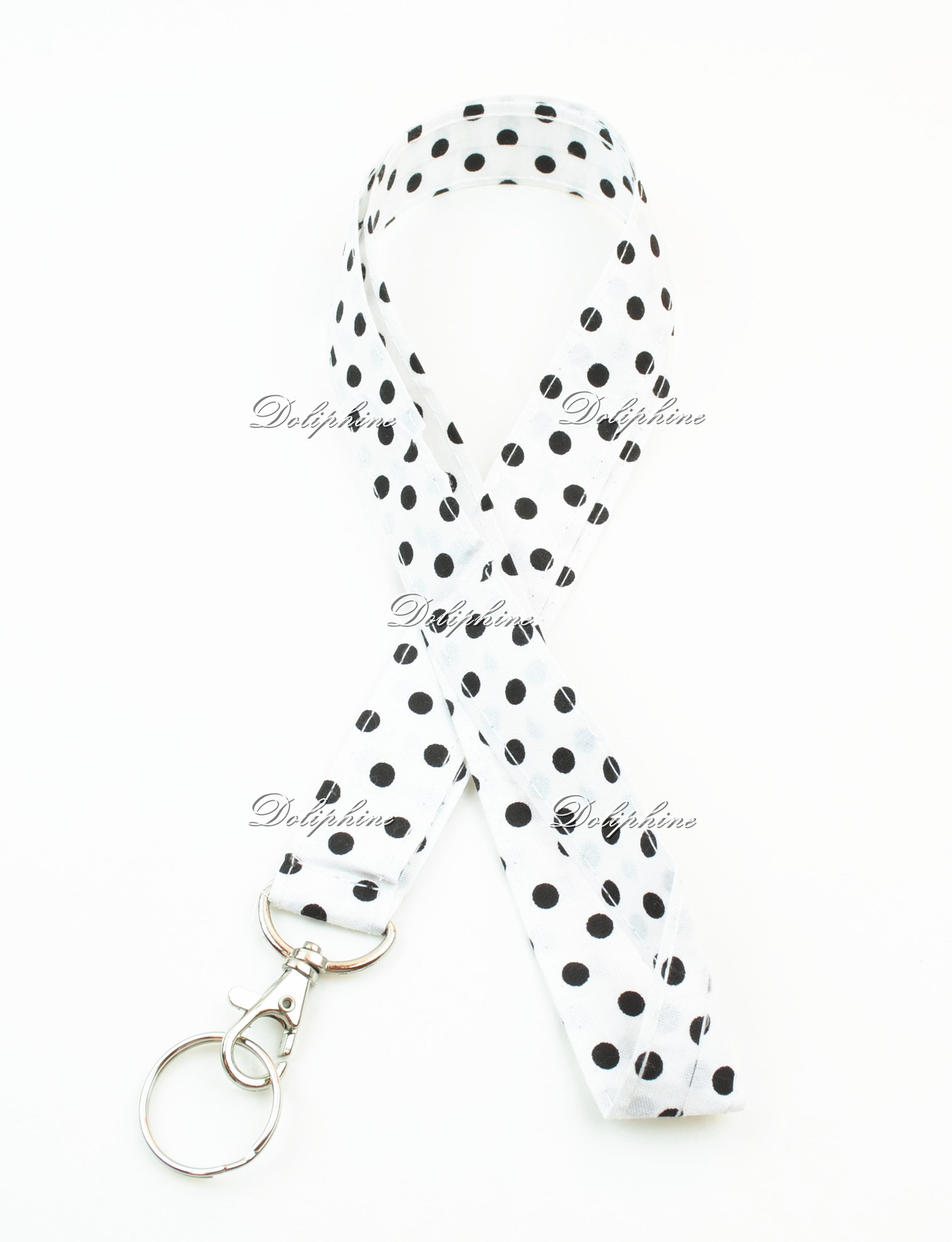 Polka Dot Fabric Lanyard with Keychain - Adjustable ID Badge Holder for Work, School & Events - Perfect for Keys, ID Cards & Cell Phones