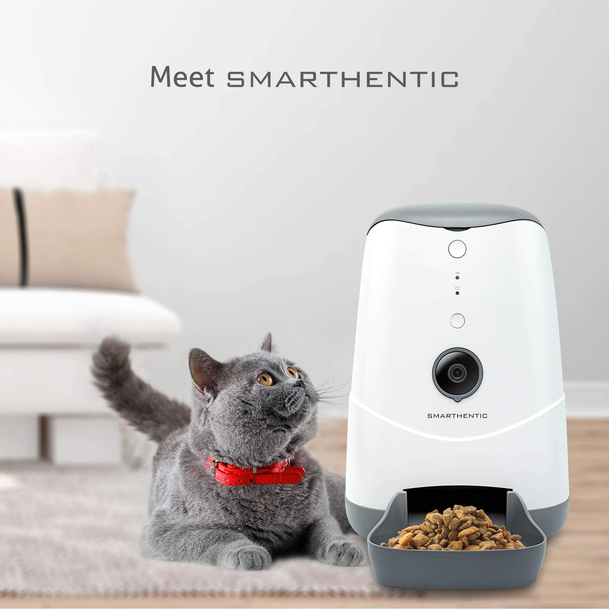 Smart WiFi Pet Feeder with HD Camera - Automatic Cat & Dog Food Dispenser, Programmable Portion Control, APP Control, Voice Recorder - Perfect for Home Monitoring and Pet Care While Traveling