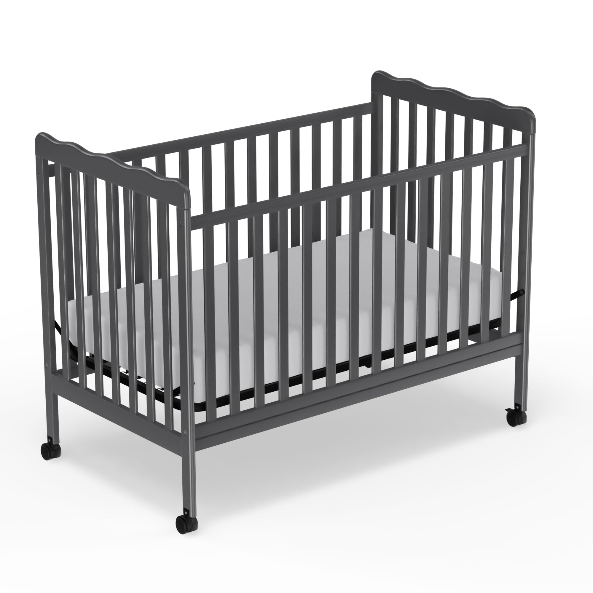 Convertible Baby Crib 3-in-1 to Toddler Bed - Full Size Nursery Furniture with Locking Wheels, Non-Toxic Finish (Storm Gray) - Perfect for Newborns to Toddlers in Modern Nurseries