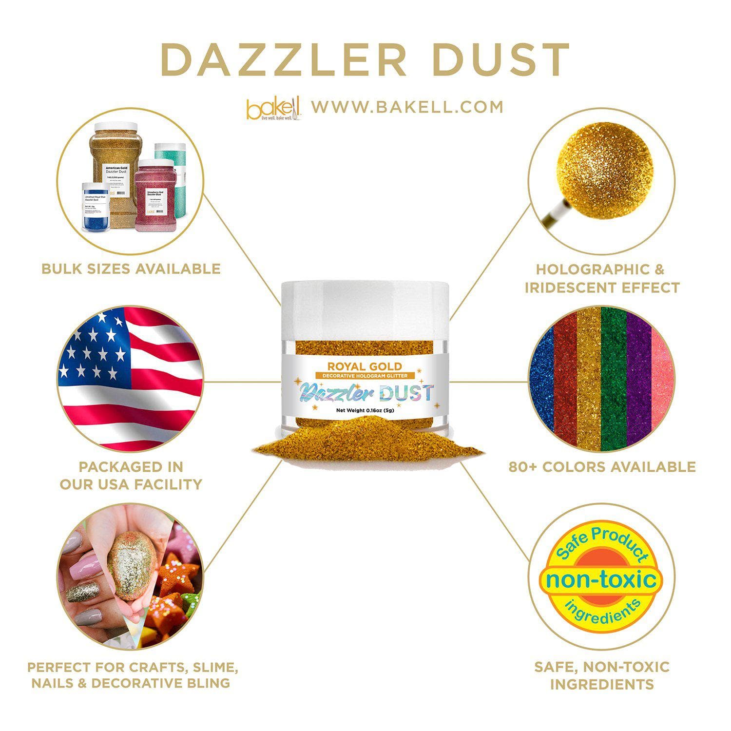 Christmas Candy Cane Dazzler Dust Combo Pack - 4 Piece Set for Holiday Baking, Party Decorations & Festive Treats