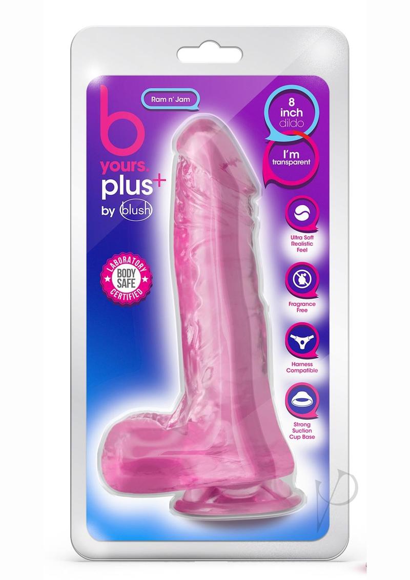 BYours Plus Ram n' Jam Realistic 8-Inch Dildo with Balls - Pink | Lifelike Silicone Adult Toy for Couples & Solo Play | Bedroom, Bachelorette & Fantasy Use
