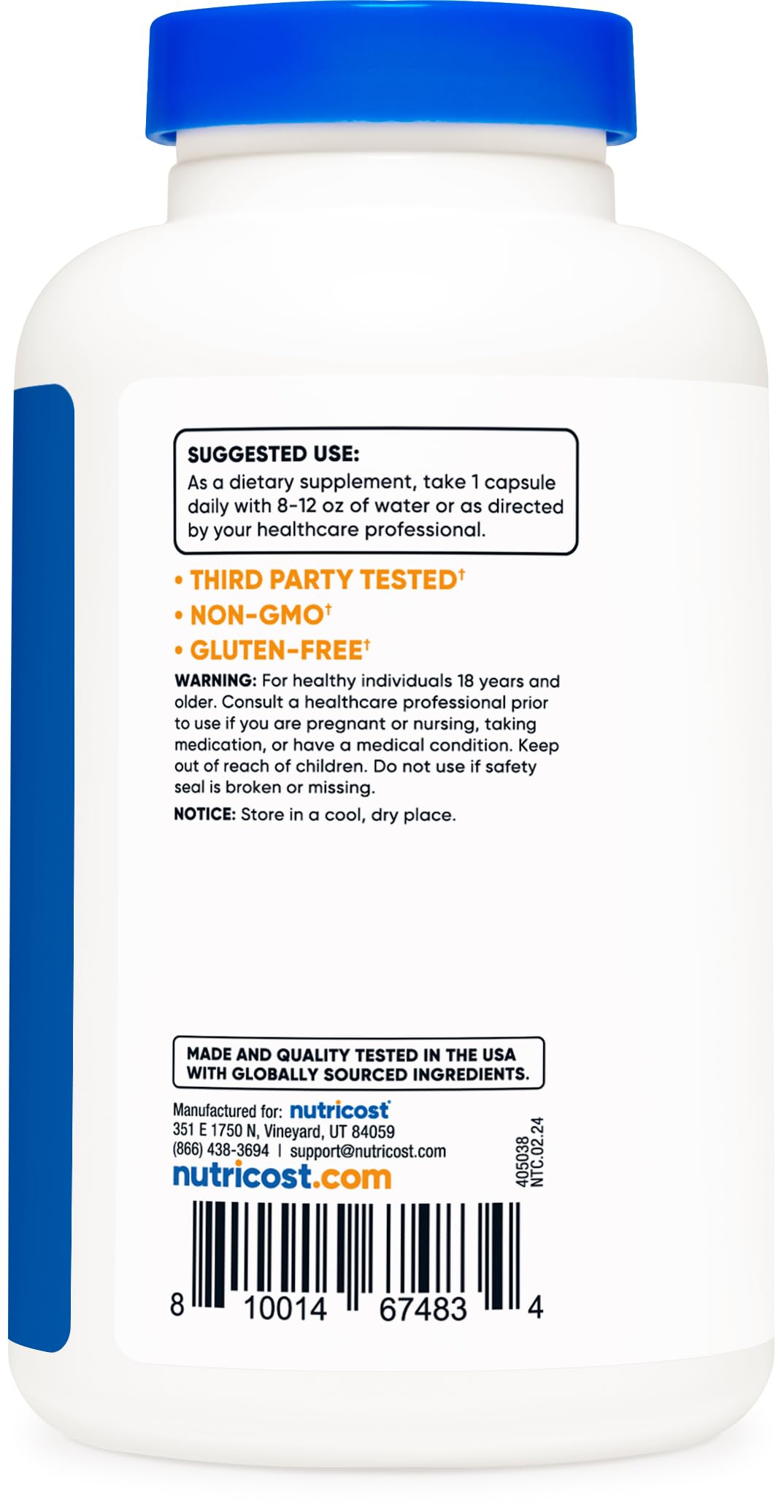 Nutricost Vitamin C 500mg, 240 Capsules - Vegetarian, Gluten Free, Non-GMO Supplement for Immune Support & Skin Health - Daily Wellness & Antioxidant Boost