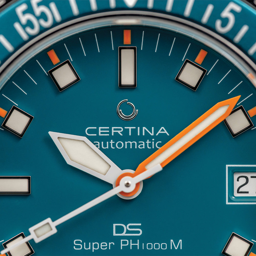DS Super PH1000M STC 43.5mm Turquoise Dive Watch with Rubber Strap - Perfect for Scuba Diving, Water Sports & Everyday Wear