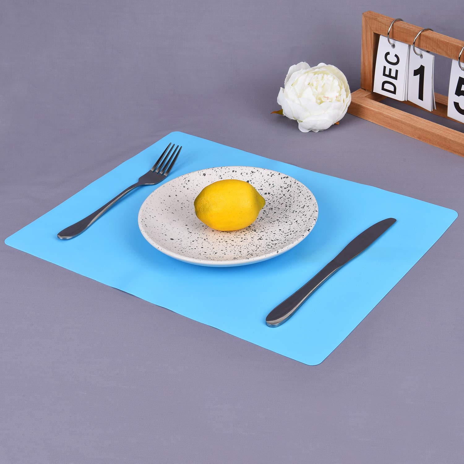 **6-Pack Non-Slip Silicone Placemats for Dining Table – Waterproof, Heat-Resistant, Colorful Kids & Baby Safe (16