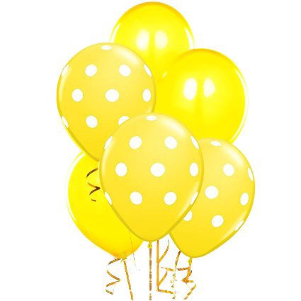 Premium 11in Yellow Polka Dot Balloons - Pack of 50 | All-Over White Dots Print | Perfect for Birthday Parties, Baby Showers & Wedding Decorations