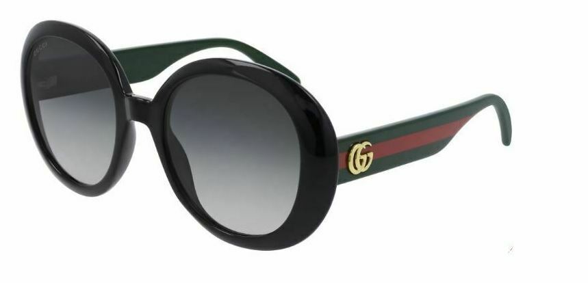 Gucci GG 0712S 001 Black Green/Gray Gradient Round Women's Sunglasses - Luxury Fashion Sunglasses for Women, UV Protection, Stylish Round Frame - Perfect for Outdoor Activities, Beach, Driving & Fashion Accessories