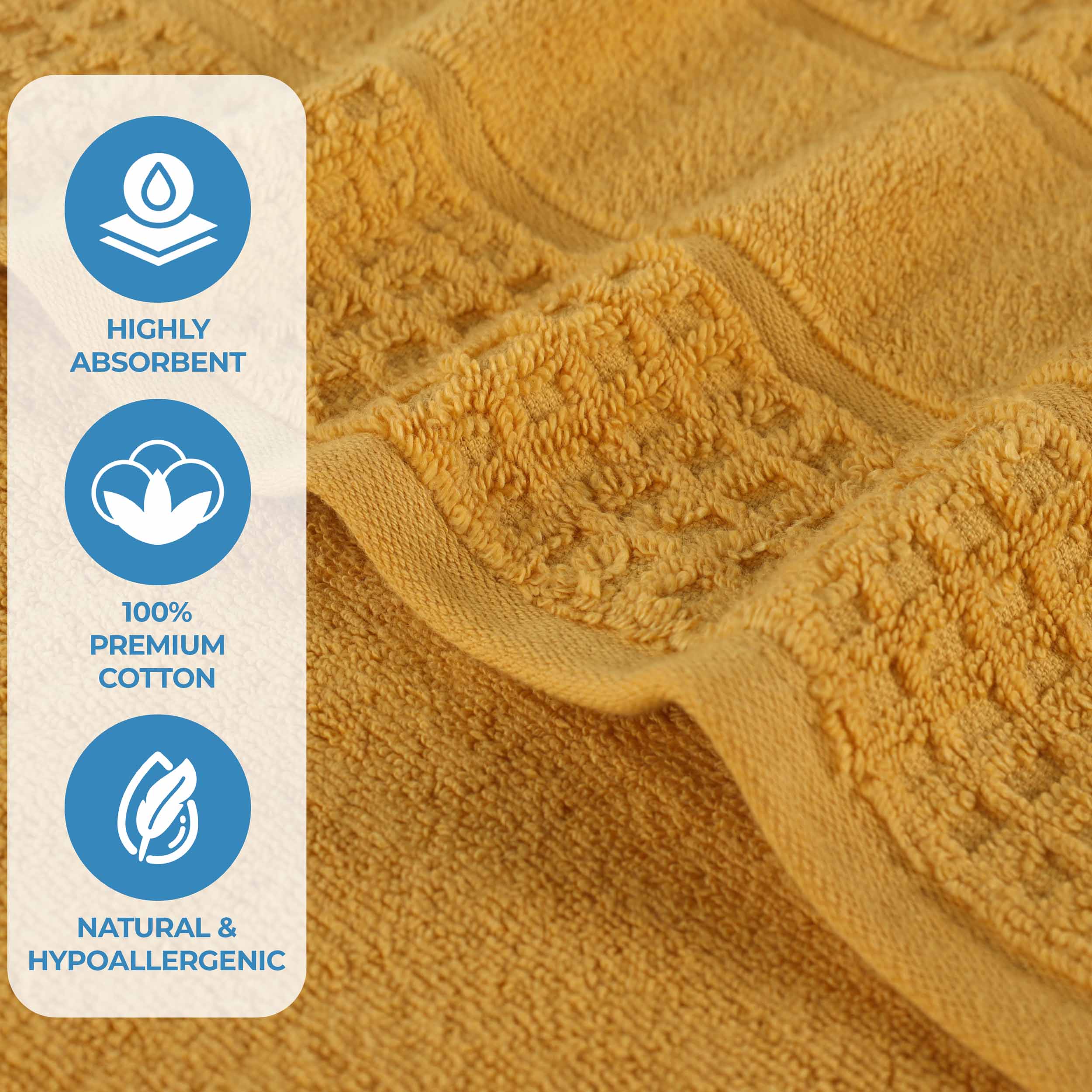 Premium Zero Twist Cotton Waffle Bath Towels - Ultra Soft & Absorbent Honeycomb Weave - Set of 3 for Spa, Bathroom & Beach Use