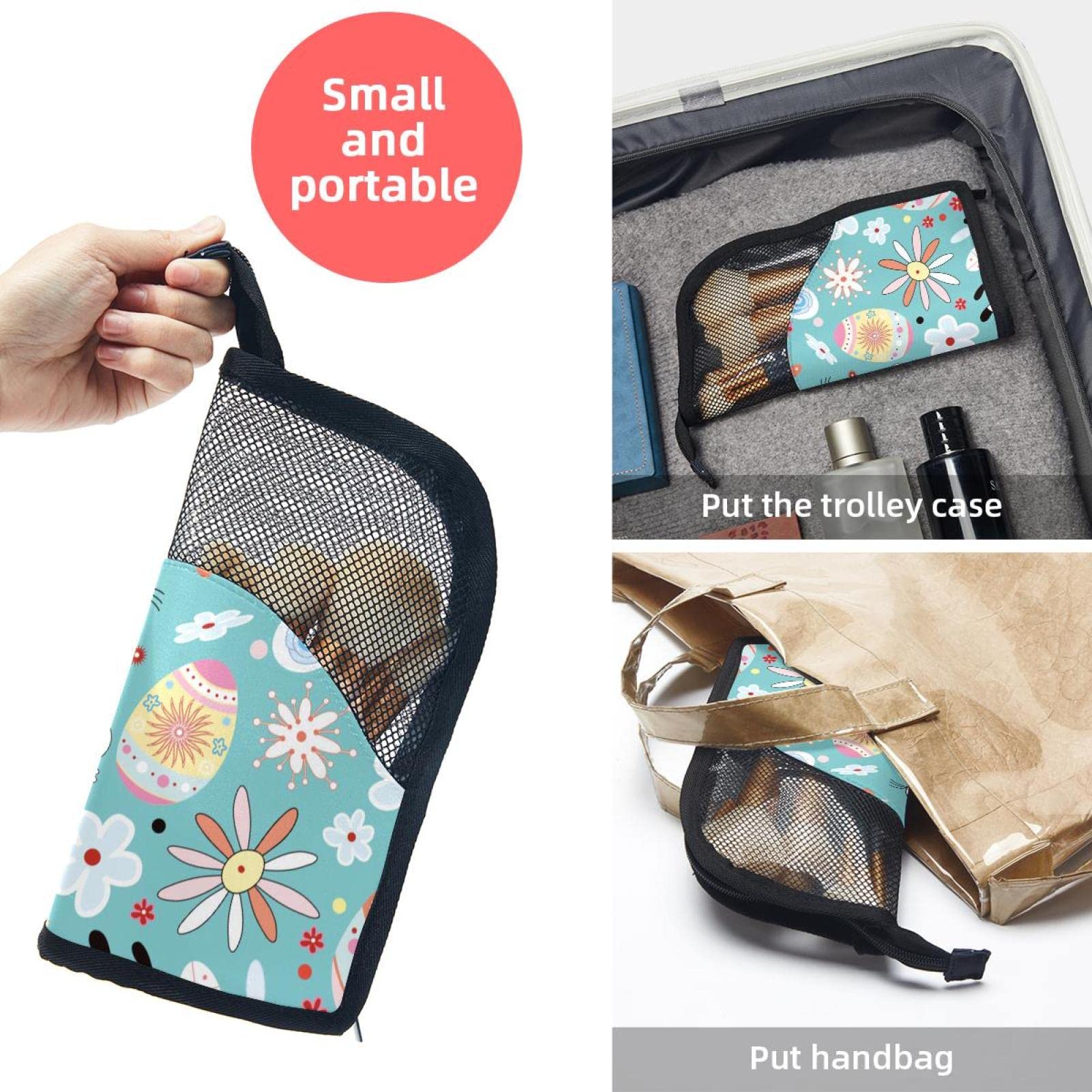 Floral Makeup Brush Organizer Bag with 12 Slots - Portable Travel Cosmetic Brush Holder Case for Easter, Bunnies & Chicks Theme - Perfect for Makeup Artists, Travel & Home Vanity Organization