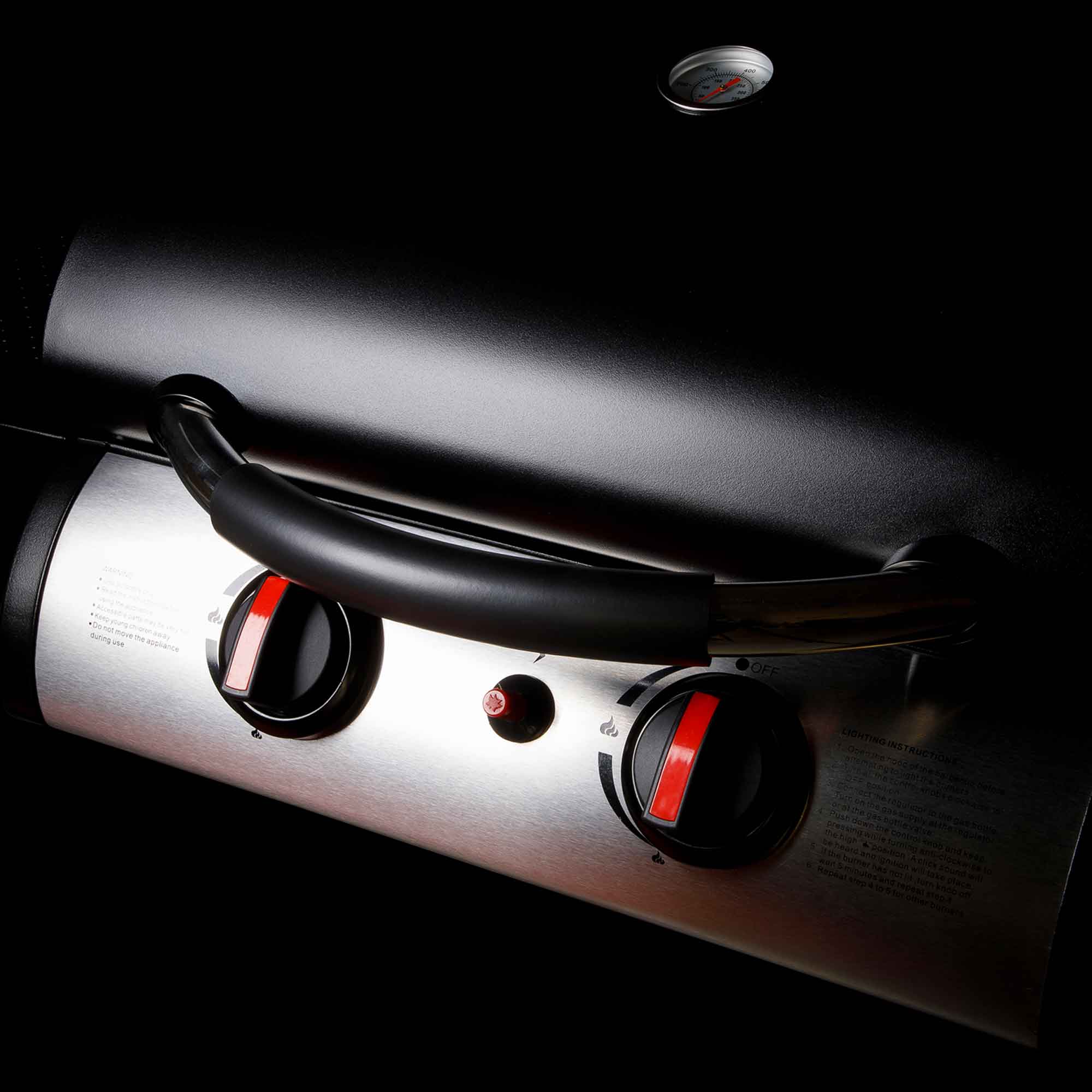 2 Burner Gas BBQ Grill with Piezo Ignition & Built-In Thermometer - Black/Stainless Steel Outdoor Cooking for Backyard, Camping & Tailgating - DG13 Model