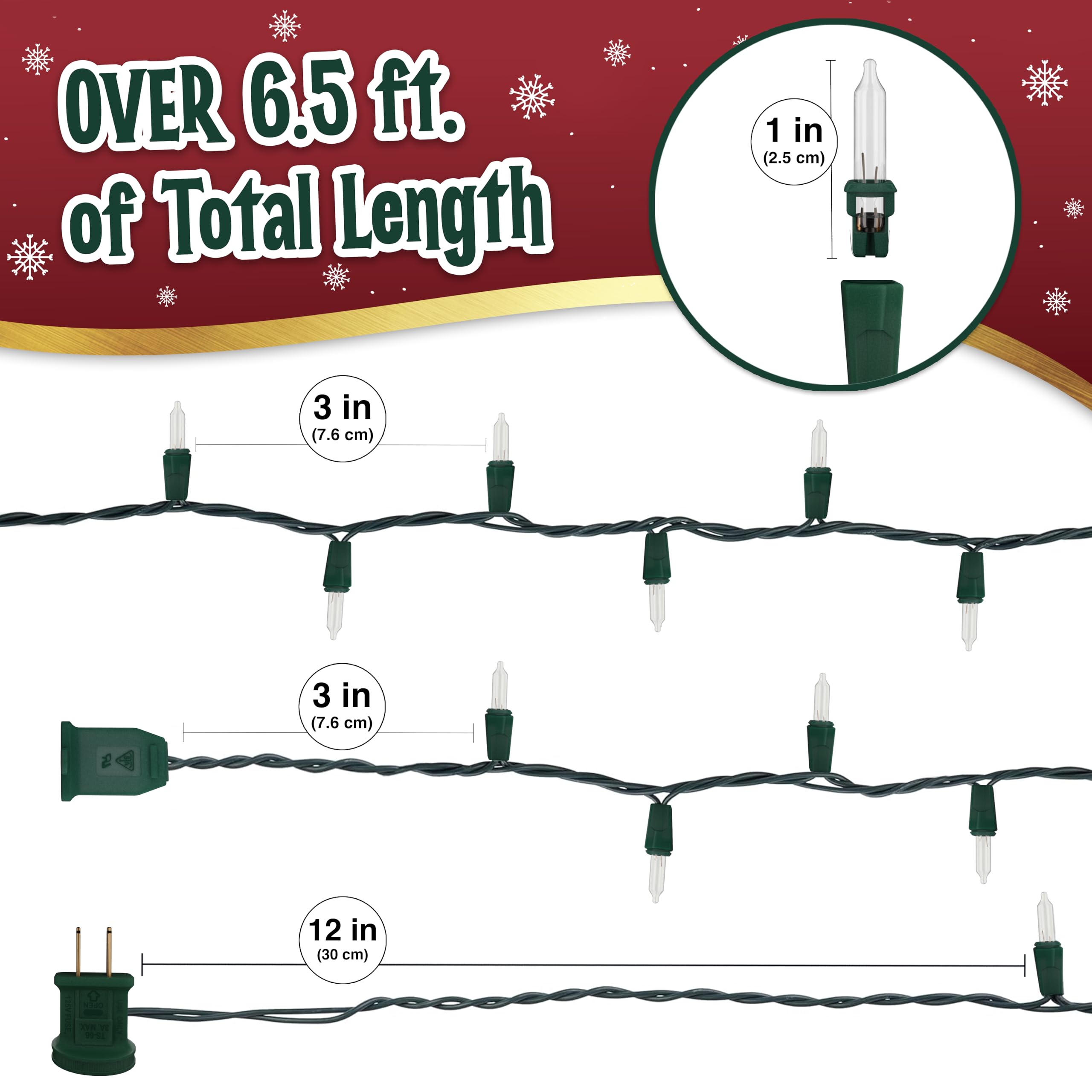 35 LED Warm White Christmas Lights - 6.6 ft Green Wire String with 8 Lighting Modes for Indoor Outdoor Holiday Decorations, Christmas Tree, Bedroom, Party, Garden, Patio and Home Decoration
