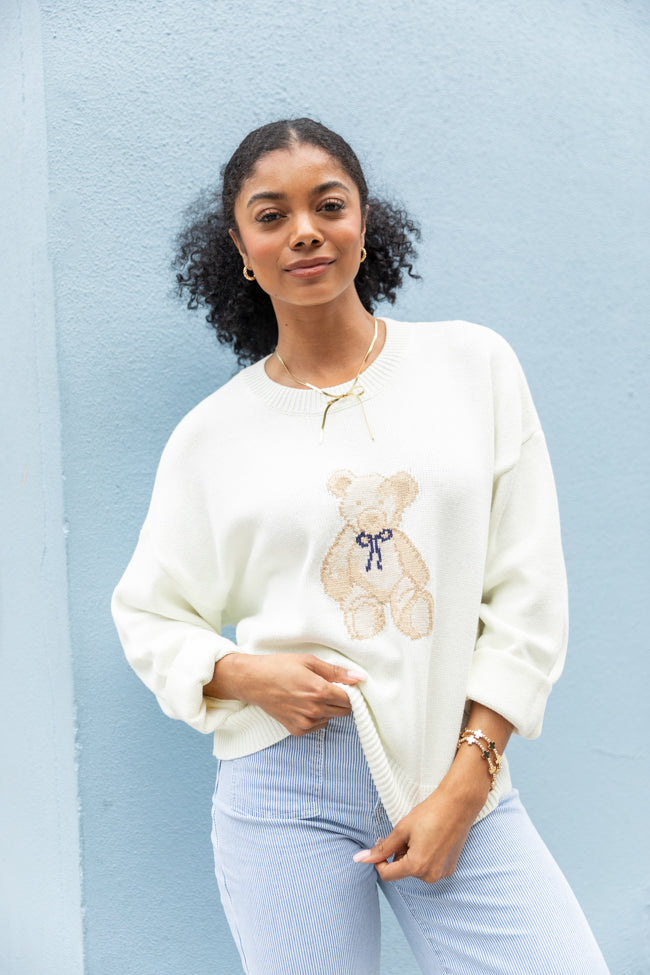 Too Much To Bear Ivory Sweater - Cozy Oversized Knit Pullover for Women | Perfect for Fall & Winter Layering, Casual Outfits, and Coffee Dates