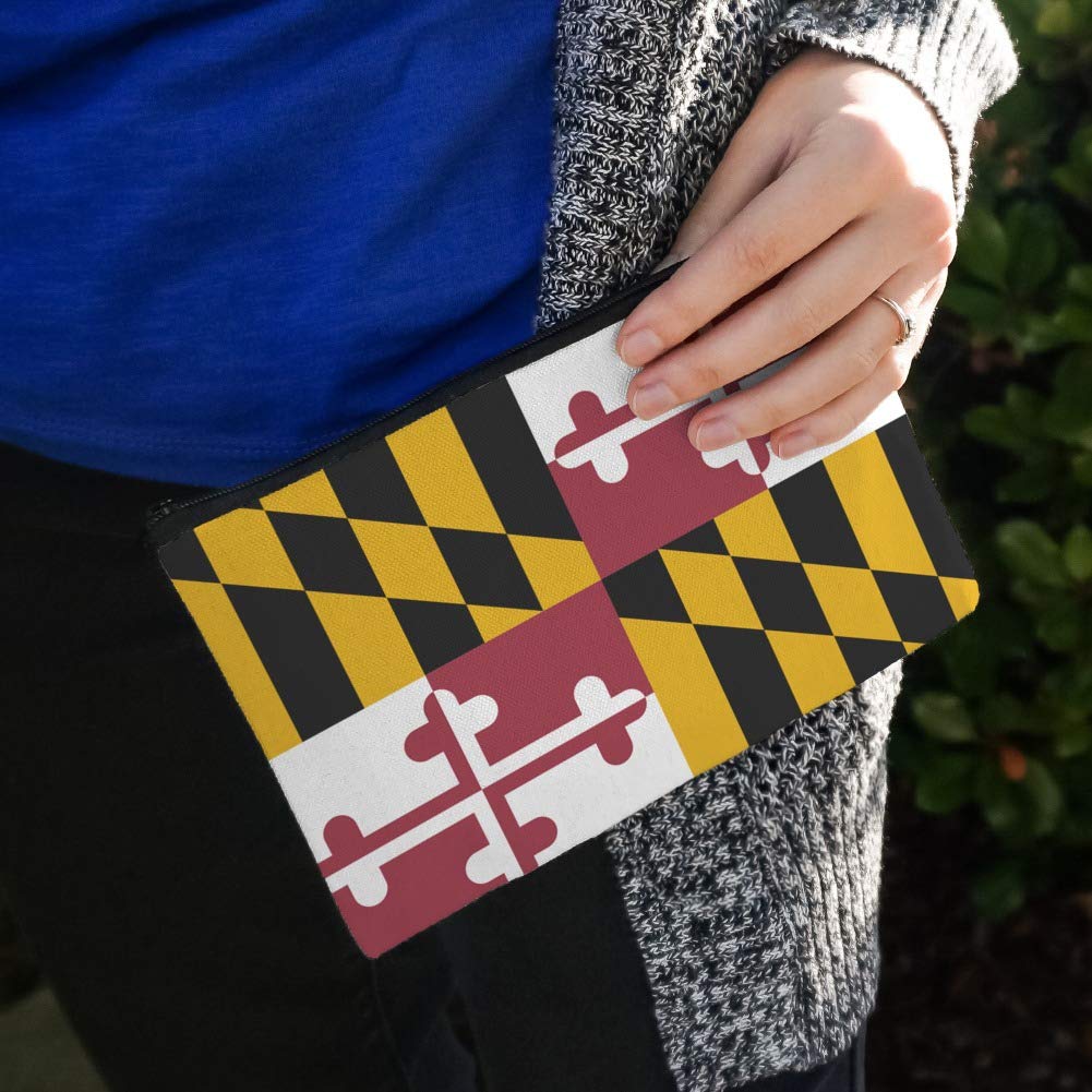 Maryland State Flag Makeup Bag - Waterproof Cosmetic Organizer Pouch for Travel, Gym & Daily Essentials | Perfect for Makeup Brushes, Toiletries & School Supplies