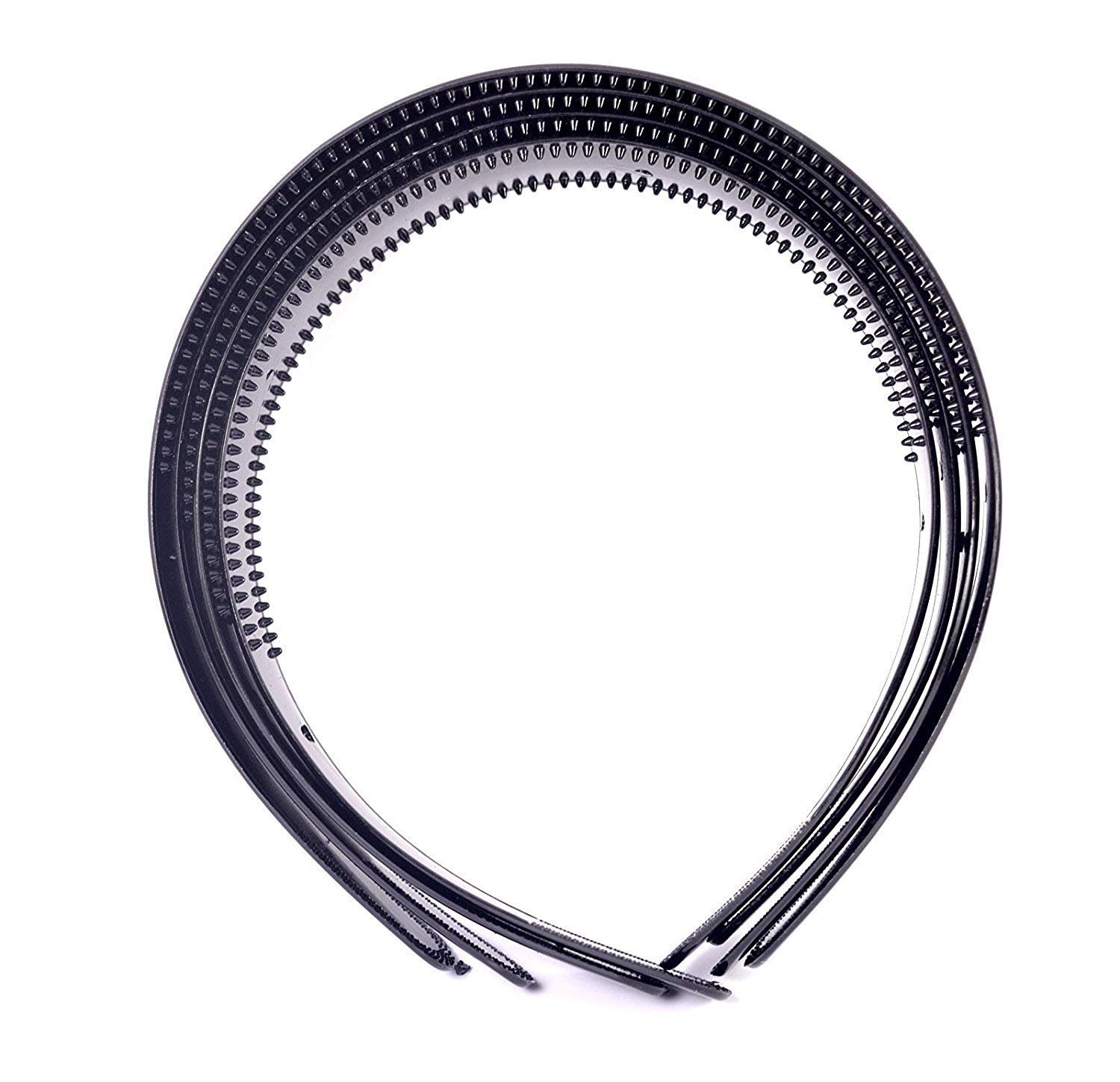 Black Plastic Wide Hair Bands for Girls - 4 Pack Combo - Daily Use Hair Accessories for School, Sports & Fashion Styling