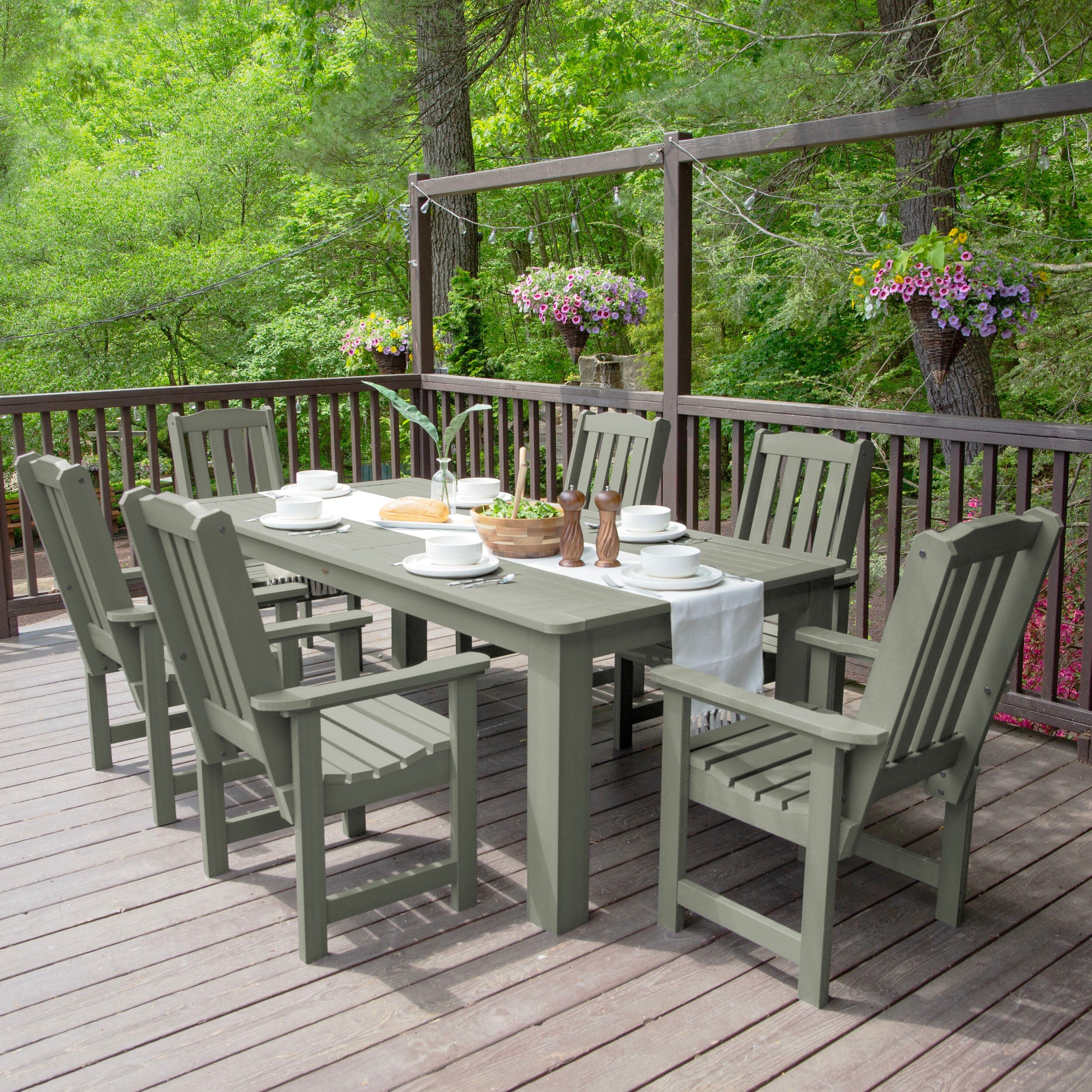 Lehigh 7-Piece Rectangular Outdoor Dining Set 42 x 84 Inches - Patio Furniture for Backyard, Garden & Poolside Dining - Weather-Resistant Dining Height Table & Chairs