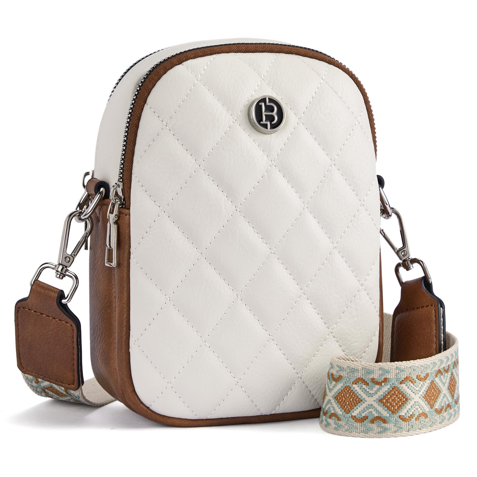 BOSTANTEN Vegan Leather Small Quilted Crossbody Purse for Women - Adjustable Wide Strap Cell Phone Bag | Perfect for Everyday Use, Travel & Shopping