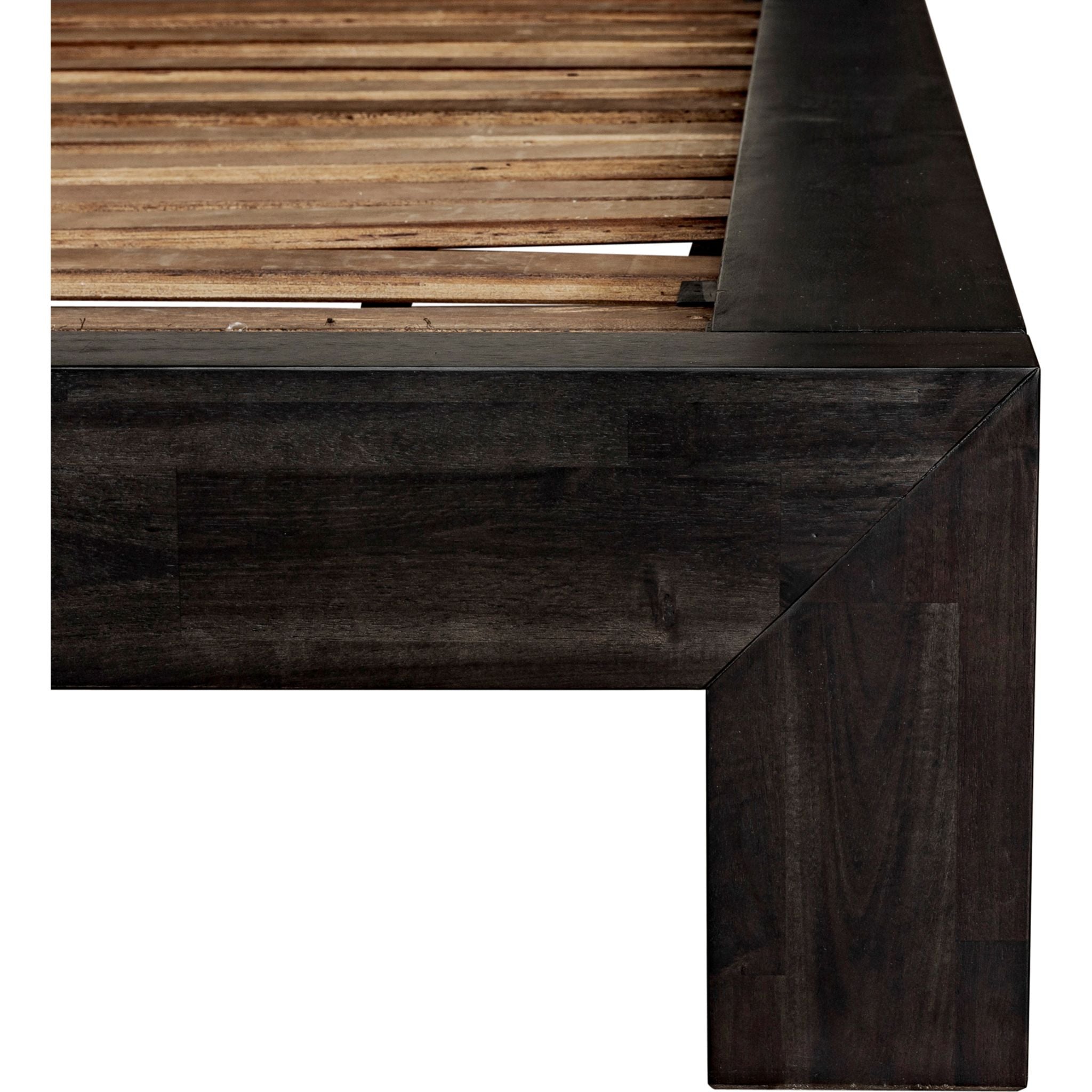 Ashcroft Platform Bed Frame - Dark Grey Wooden Finish, Queen Size, Modern Minimalist Design for Bedroom & Guest Room