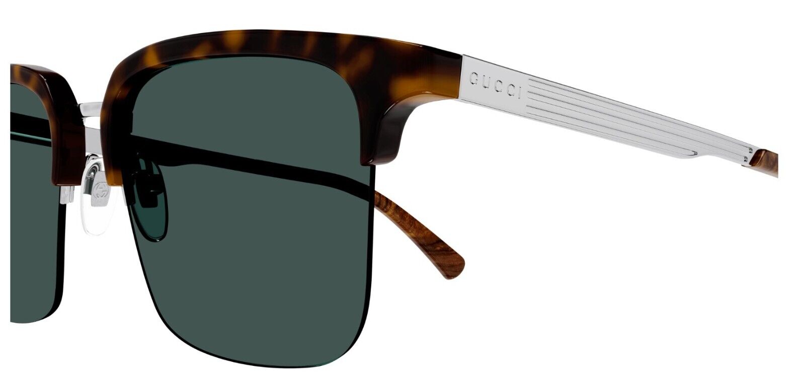Gucci GG1226S 003 Havana/Green Browline Sunglasses for Men - UV Protection, Retro Style, Luxury Fashion Accessory for Summer, Beach, Driving & Outdoor Activities