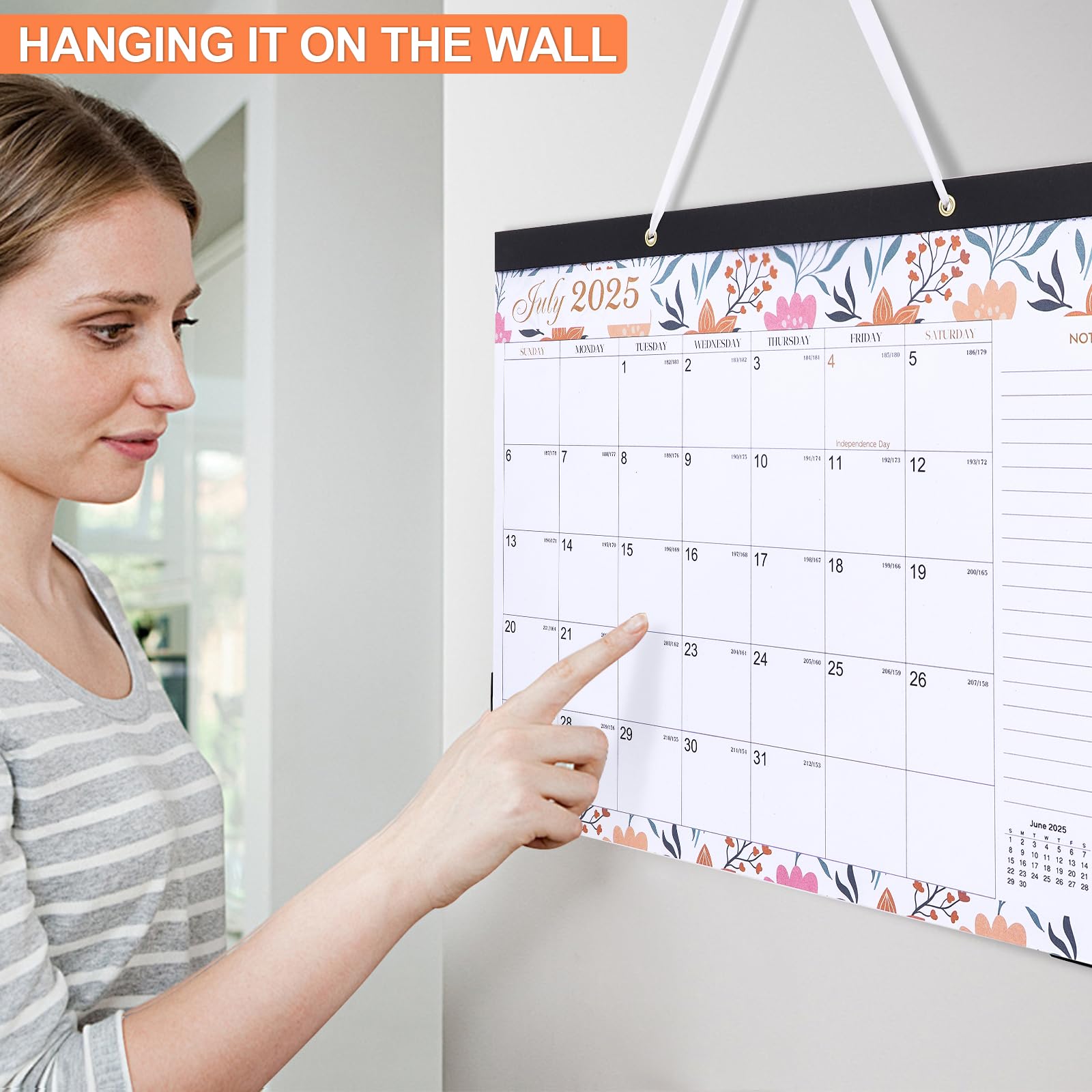 2025-2026 18-Month Wall Calendar with Plastic Cover & Stickers | Large 17