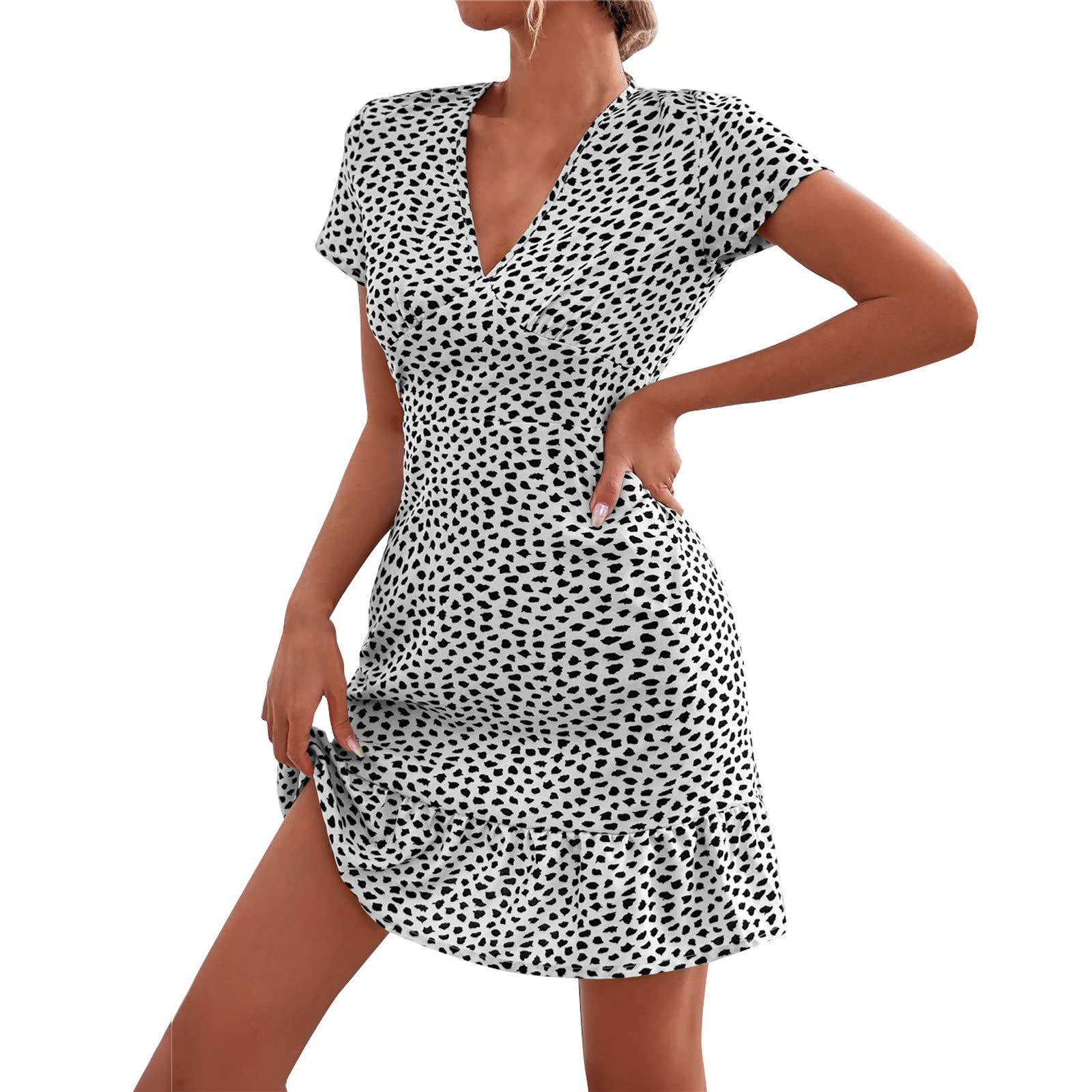 Women's Sundress Casual Beach Summer Dress - Sexy Dot Print Short & Long Maxi Dresses for Vacation, Pool Party & Outdoor Activities