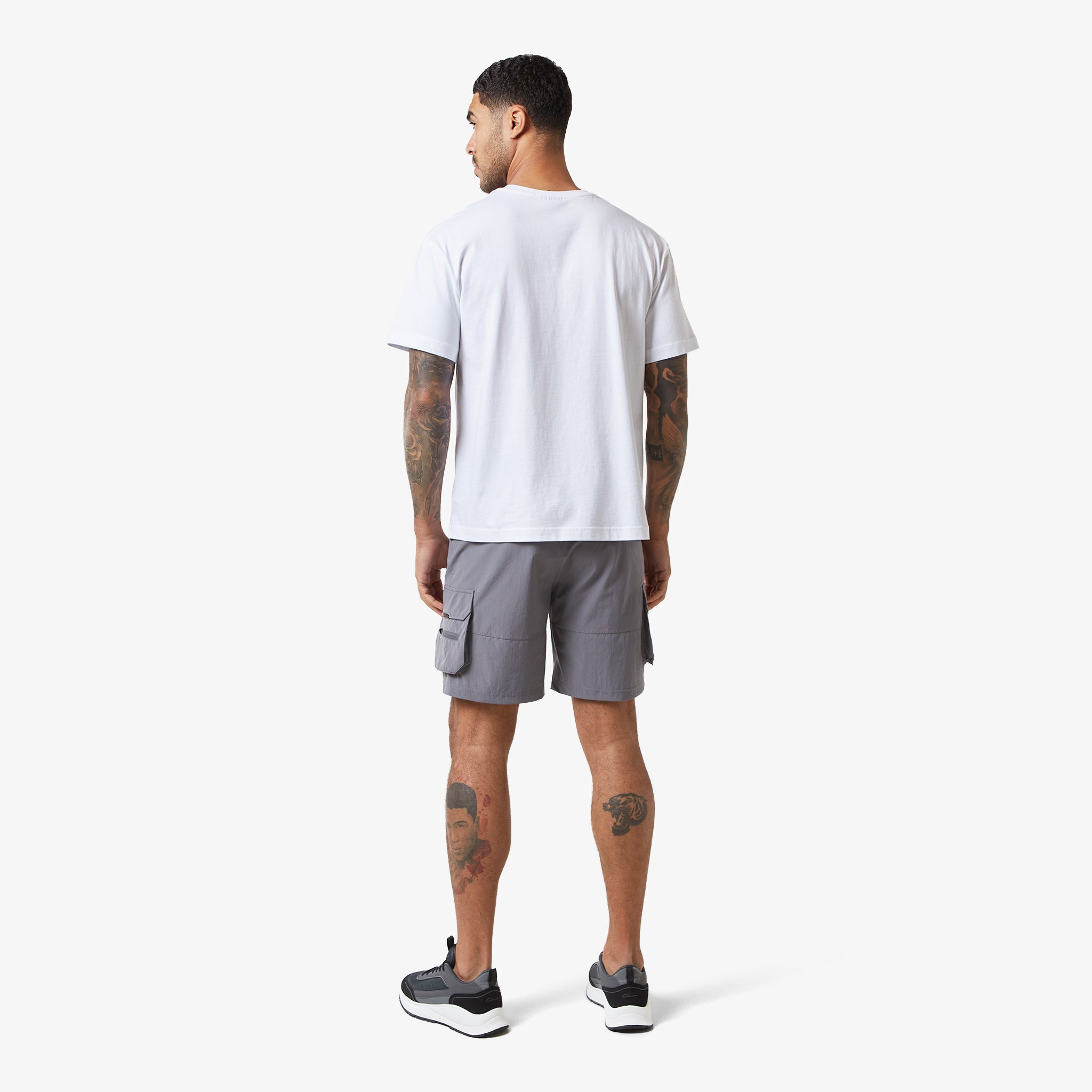 Tech Stretch Poly Cargo Shorts for Men - Comfortable & Durable Charcoal Workout Shorts | Perfect for Gym, Hiking & Outdoor Activities