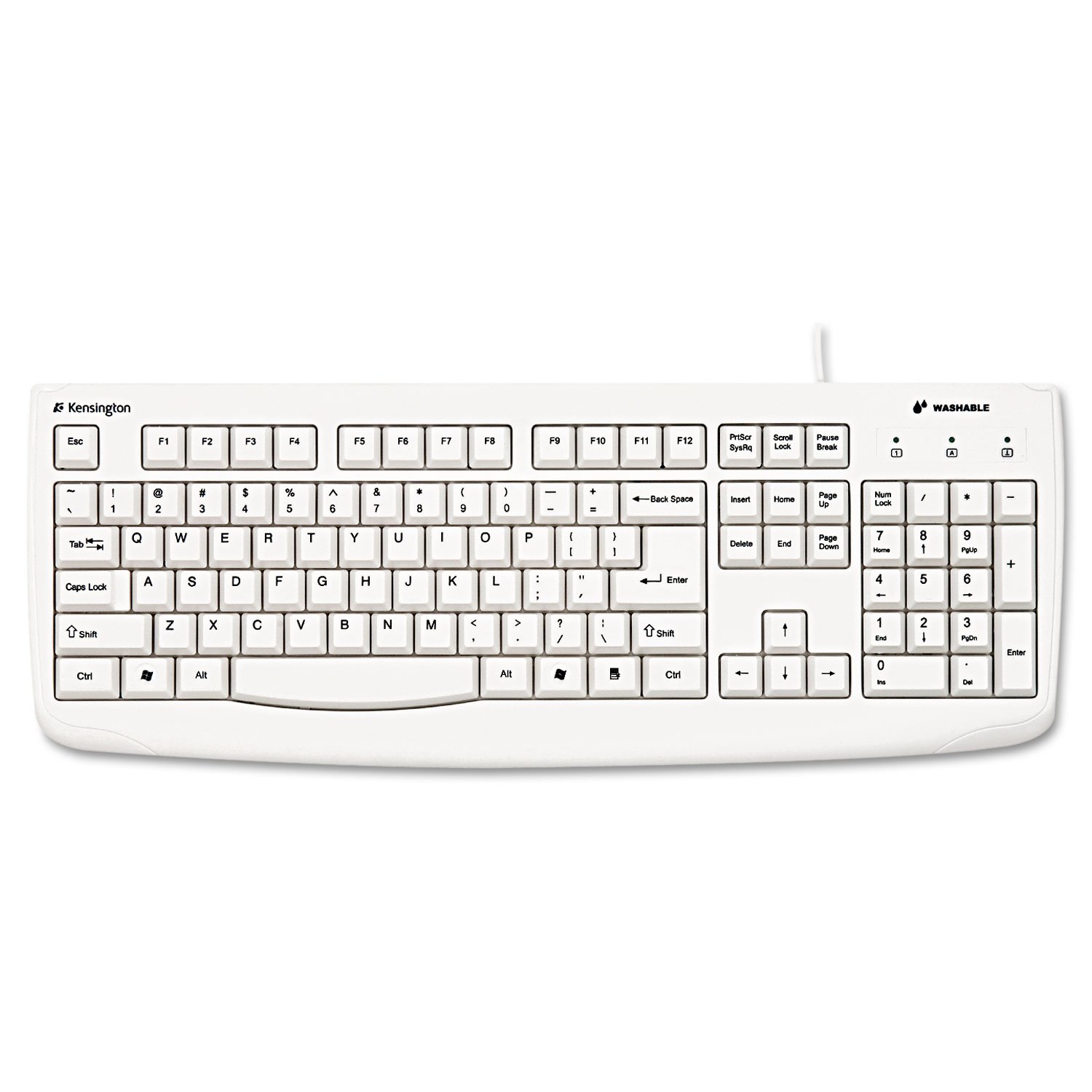 Kensington 64406 Pro Fit USB Wired Keyboard - 104 Keys, Washable, White - Perfect for Office, Home & Gaming Use