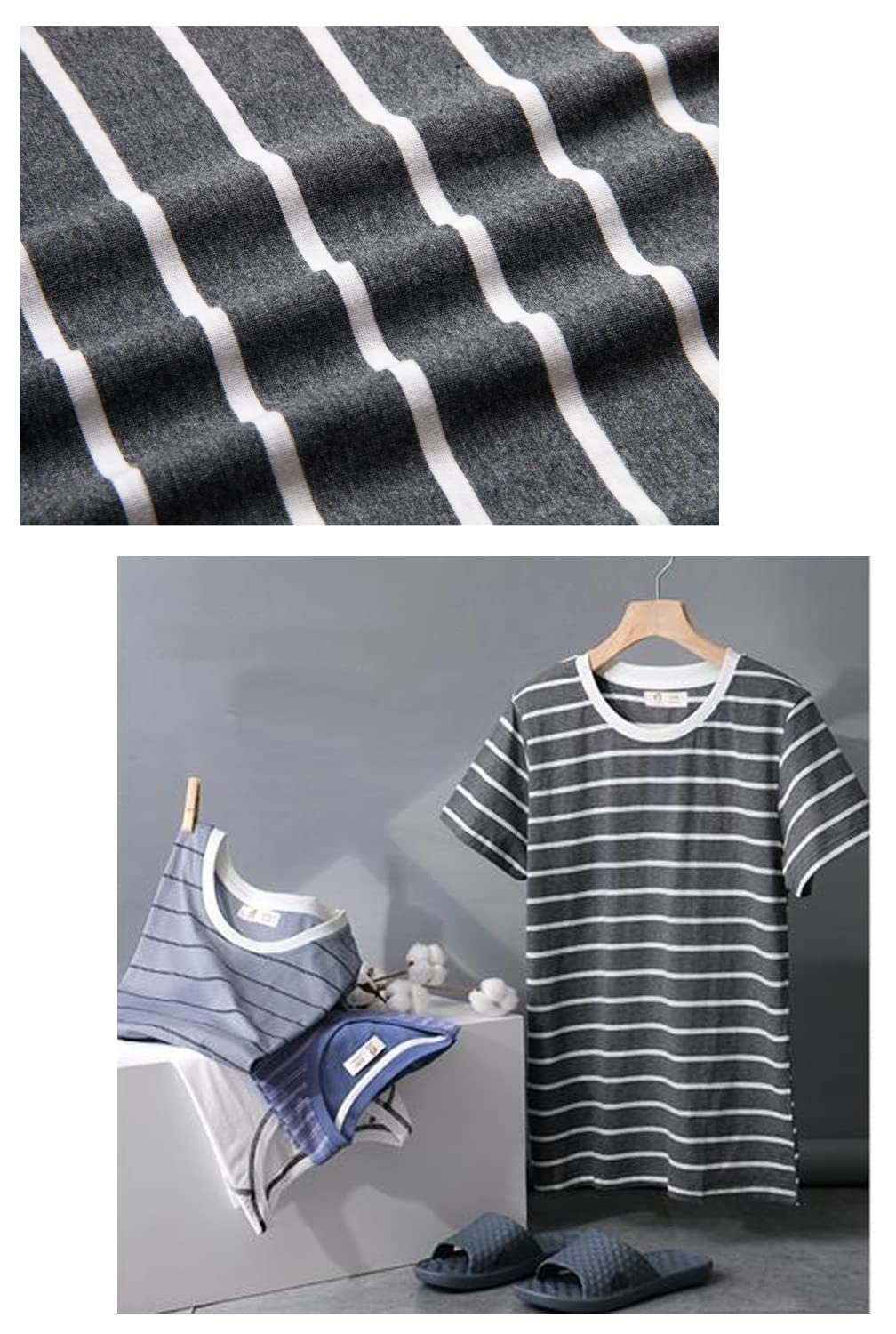 BYX SweetLeisure Boys' Cotton Pajama Set - Striped Summer Sleepwear Shorts for Big Boys (Sizes 12-18) - Perfect for Sleepovers, Vacation & Relaxing at Home