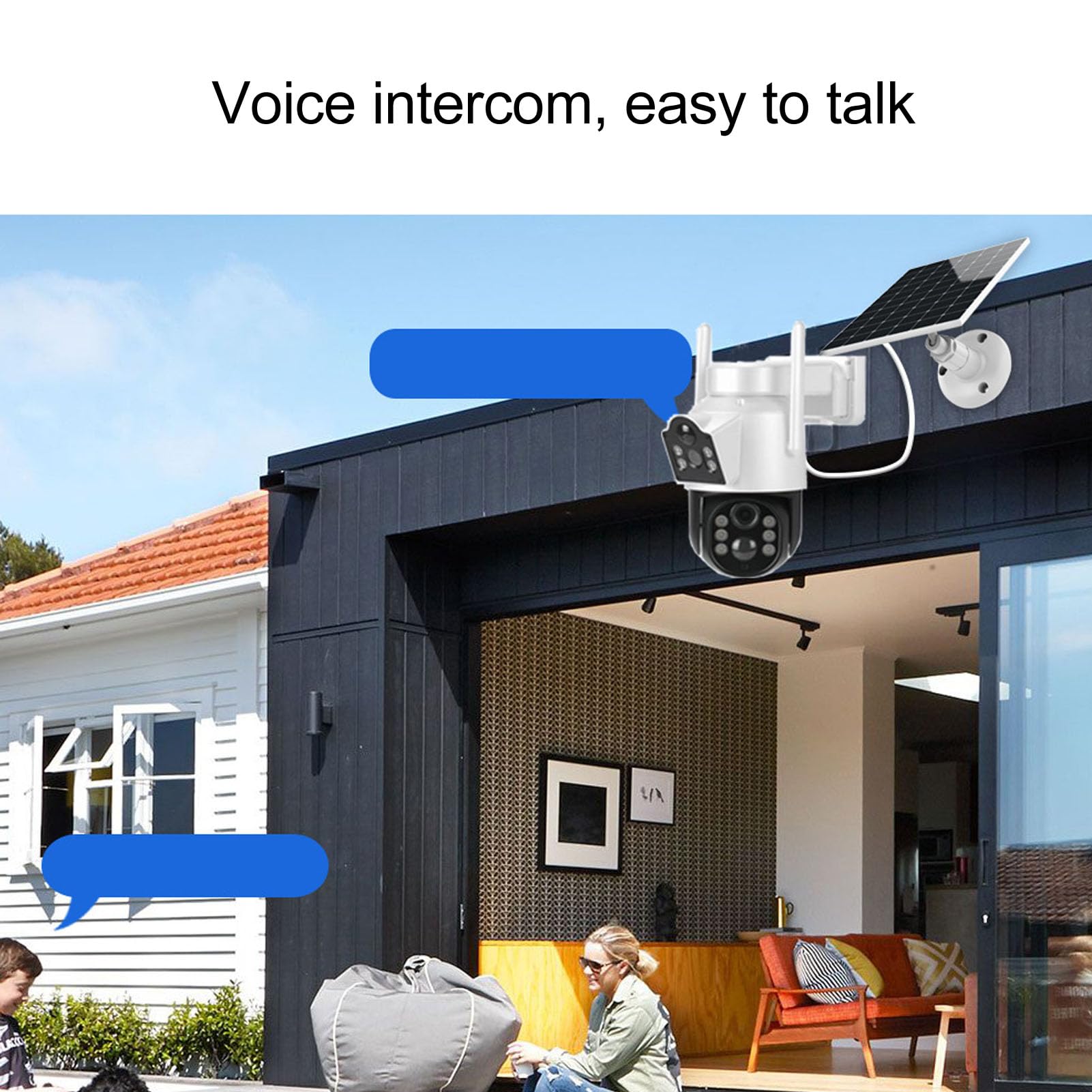 1080P 2MP Dual Lens Solar Security Camera with PTZ, PIR Motion Detection & Two-Way Talk - Wireless Outdoor Surveillance Camera with Solar Panel for Home, Yard, and Business Security Monitoring