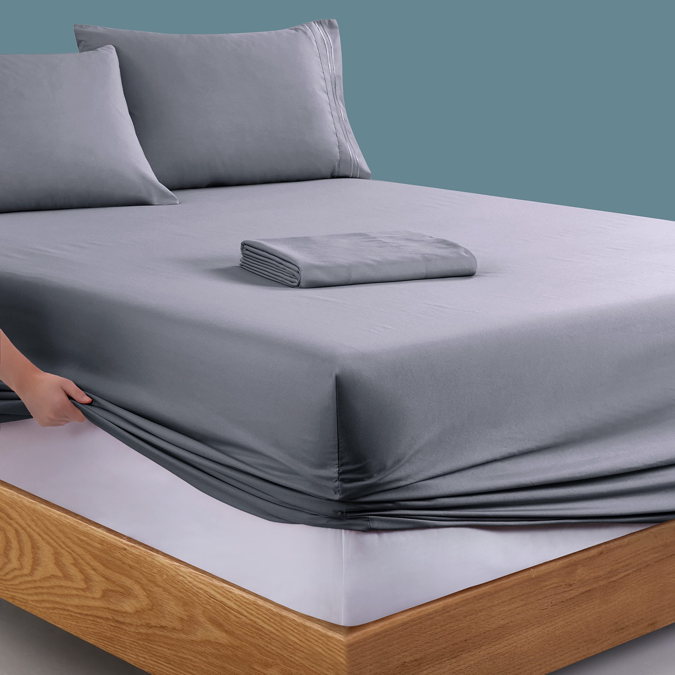 Luxury 1800 Thread Count Full Size Sheets Set with Extra Deep Pockets (Fits Mattress up to 24