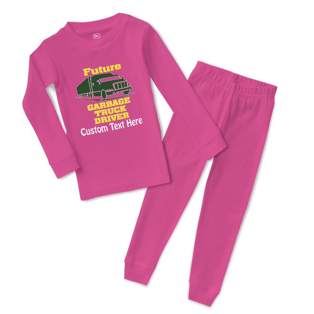 Custom Boy & Girl Cotton Toddler Pajamas - Future Garbage Truck Driver Print - Snug Fit & Comfortable Sleepwear for Kids - Perfect for Bedtime, Lounging & Playtime