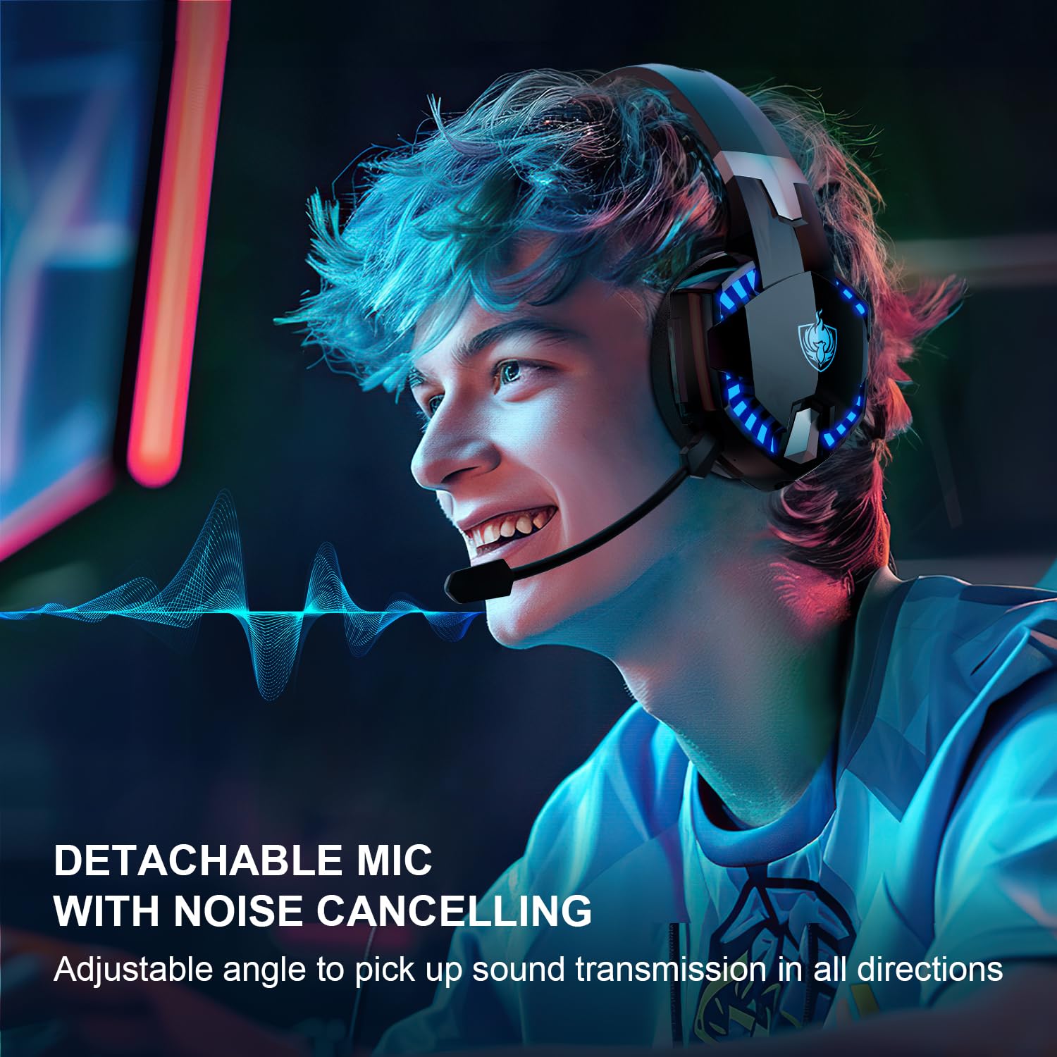 YOTMS Wireless Gaming Headset for PC, PS5, PS4, Xbox - 2.4Ghz USB & Type-C Noise Cancelling Headphones with Mic, 30+ Hour Battery, 7.1 Surround Sound - Perfect for Competitive Gaming & Late Night Sessions (Black)