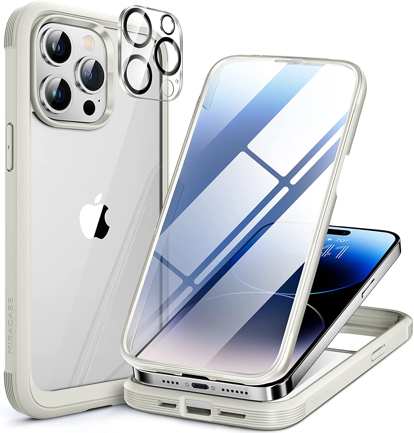 iPhone 14 Pro Case with Tempered Glass Screen Protector - Shockproof Full Body Protection, Purple - Perfect for Daily Use, Travel & Outdoor Activities