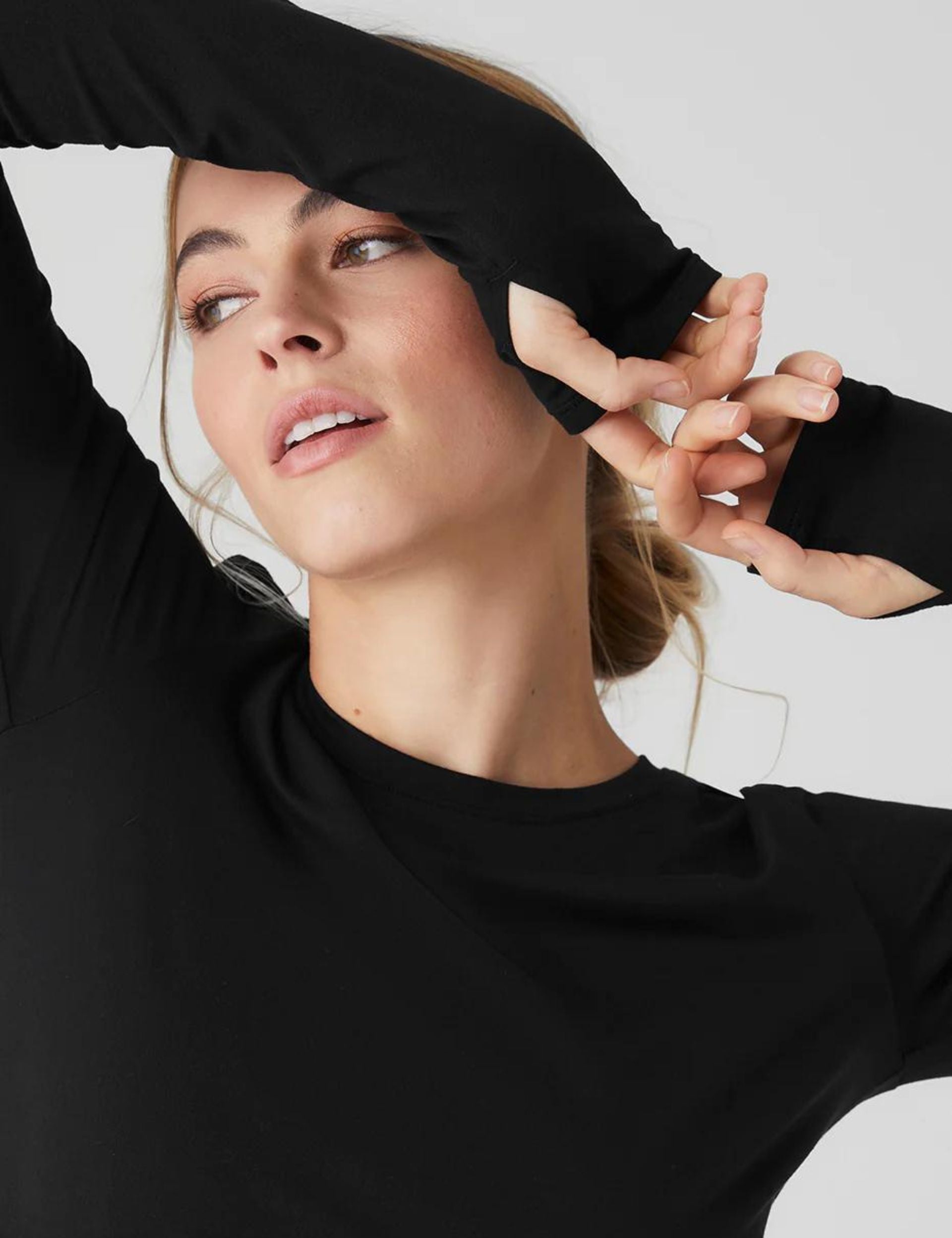 Alosoft Finesse Women's Long Sleeve Shirt - Soft Stretch Comfortable Blouse for Work & Casual Wear - Black