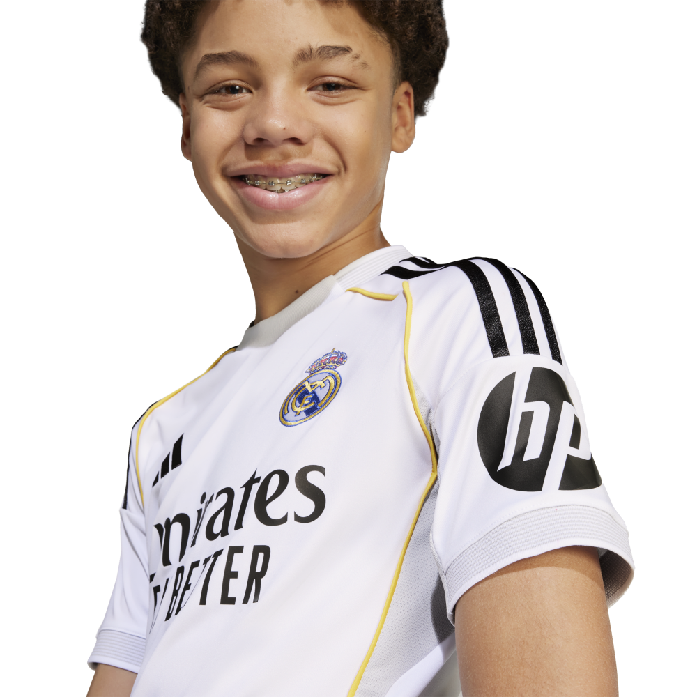 Official Real Madrid Youth Home Jersey 2025-2026 Season - Authentic Football Kit for Kids & Teens - Perfect for Matches, Training & Fan Support