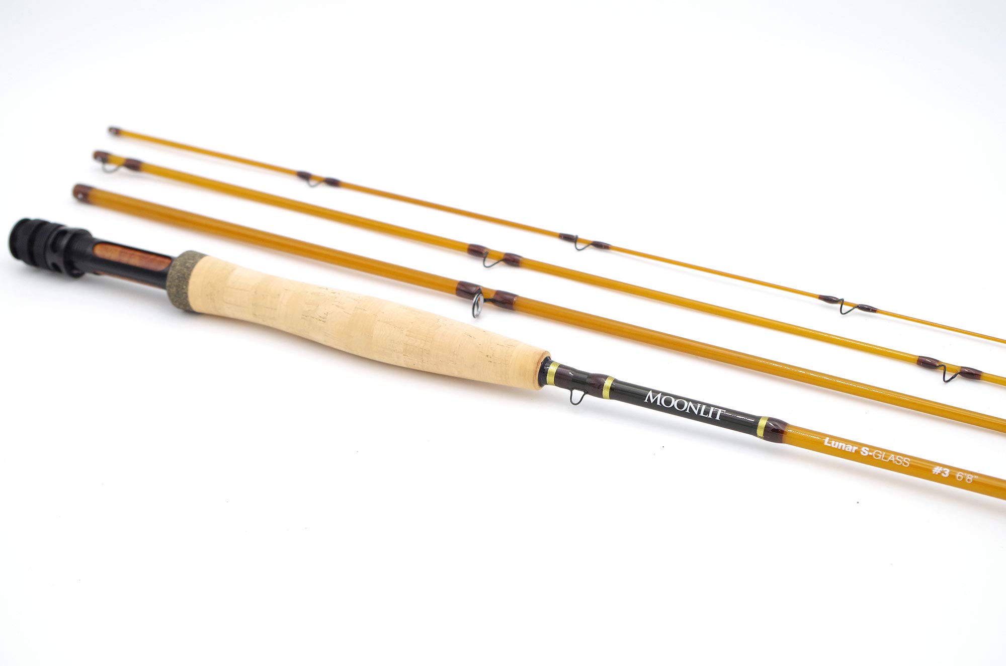 Premium Moonlit Lunar S-Glass Fiberglass Fly Fishing Rod - Lightweight & Sensitive for Trout, Bass & Salmon Fishing in Rivers & Lakes