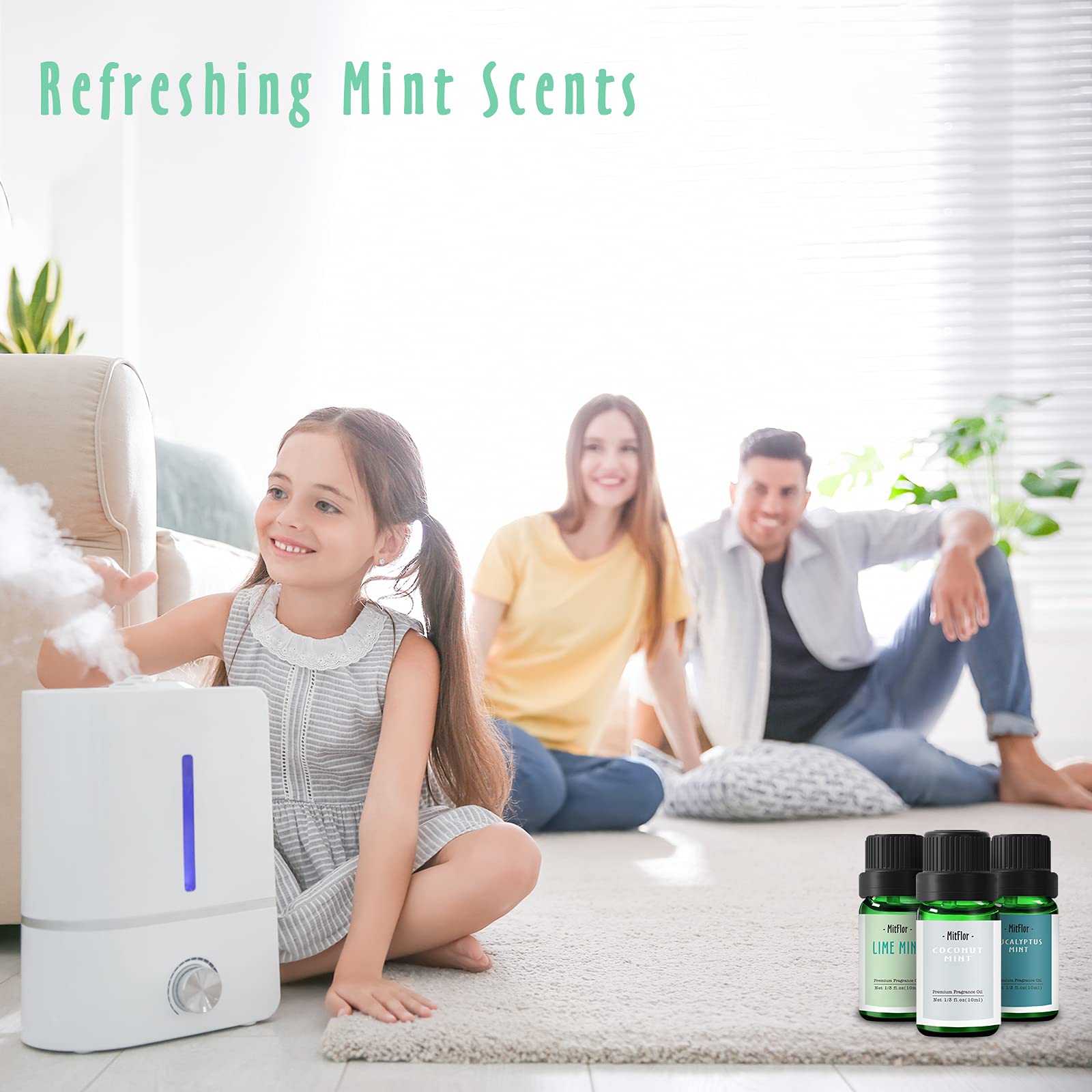 Premium Mint Fragrance Oils Set - 6x10ml Essential Oils for Diffusers, Soap & Candle Making (Cedarwood Mint, Coconut Mint) - Refreshing Home Scent & Aromatherapy Gift Set - Perfect for Spa, Yoga & Relaxation Spaces