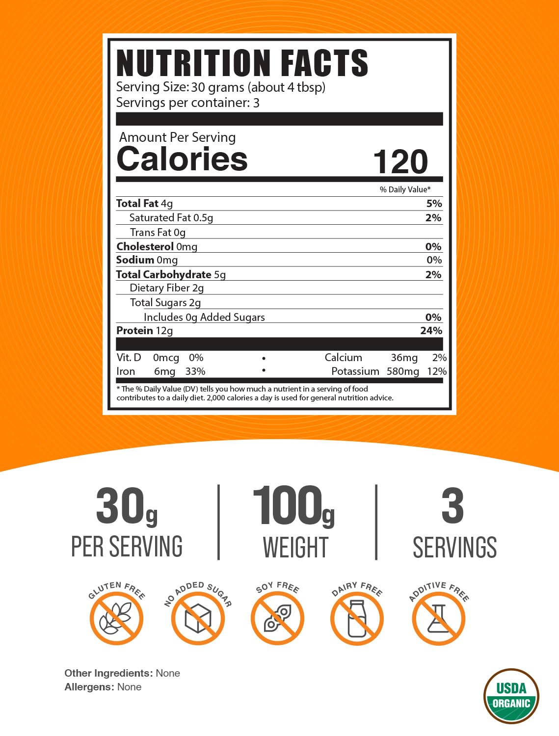 Organic Hemp Seed Protein Powder by BulkSupplements - Vegan, Unsweetened Superfood Supplement (100g/3.5oz) for Smoothies, Baking & Post-Workout Recovery