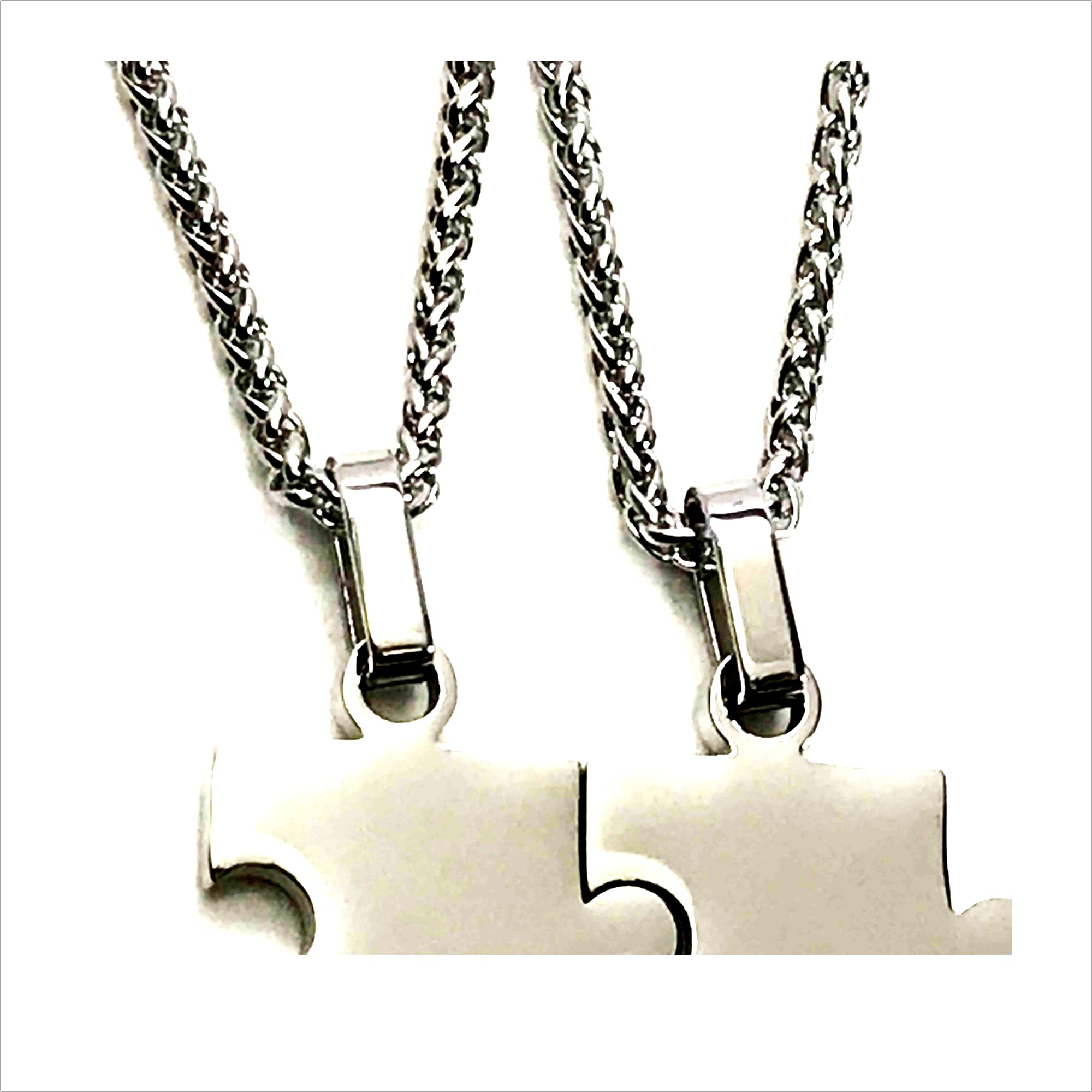 Custom Puzzle Necklace Set - Engraved Couple Jewelry for Anniversaries & Gifts